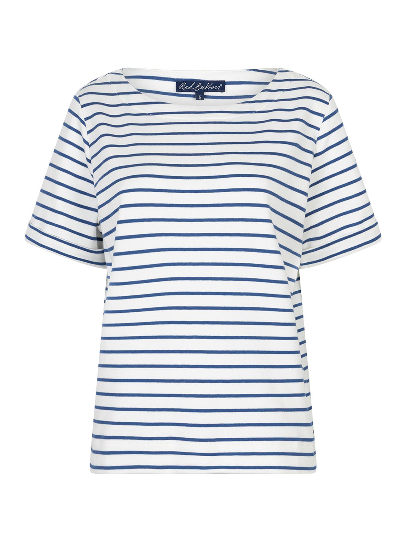 Red Button Terry Stripe Short Sleeve jeans blue332 00116596-EKA26007300000116