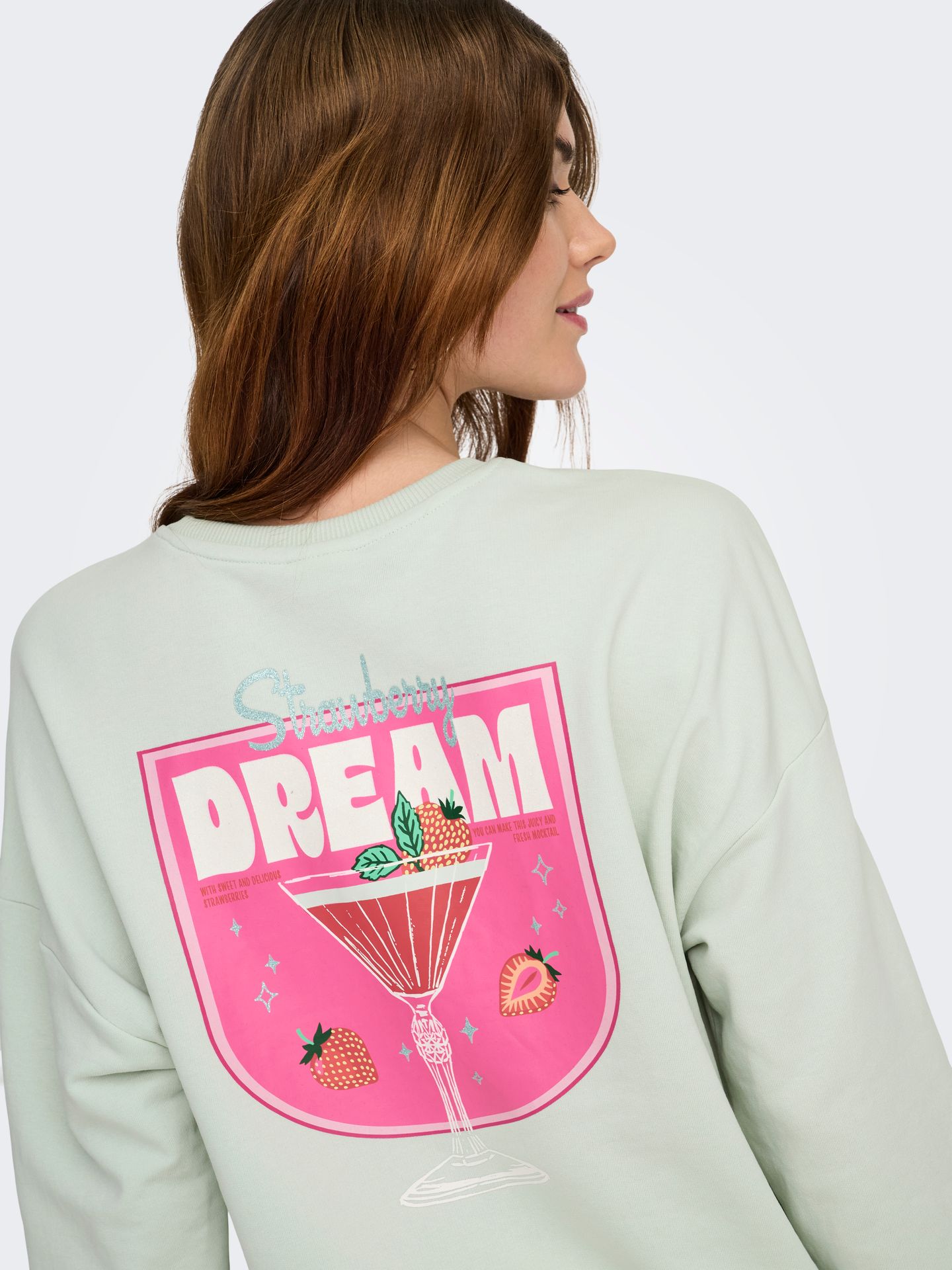 Only ONLKITA L/S SWEAT BOX UB CS SWT Green Lily/Melange/White Pearls 2900162959025