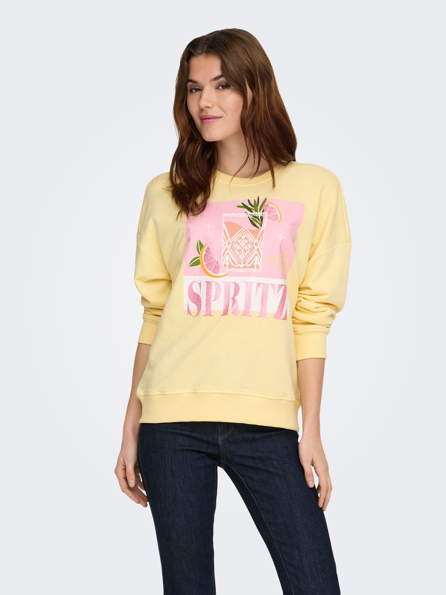 Only ONLKITA L/S SWEAT BOX UB CS SWT Sunlight/Cherries 2900162960052