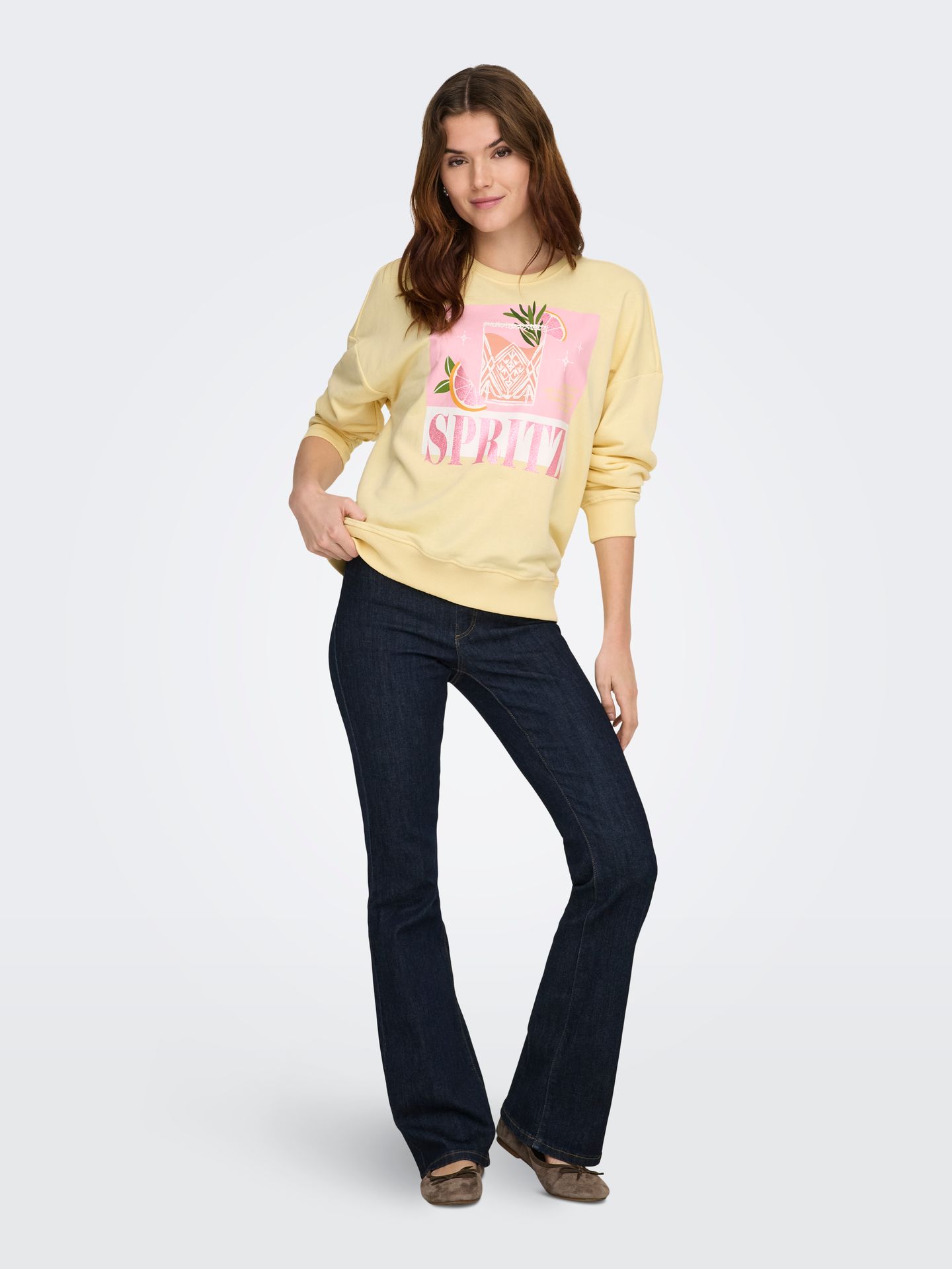 Only ONLKITA L/S SWEAT BOX UB CS SWT Sunlight/Cherries 2900162960052