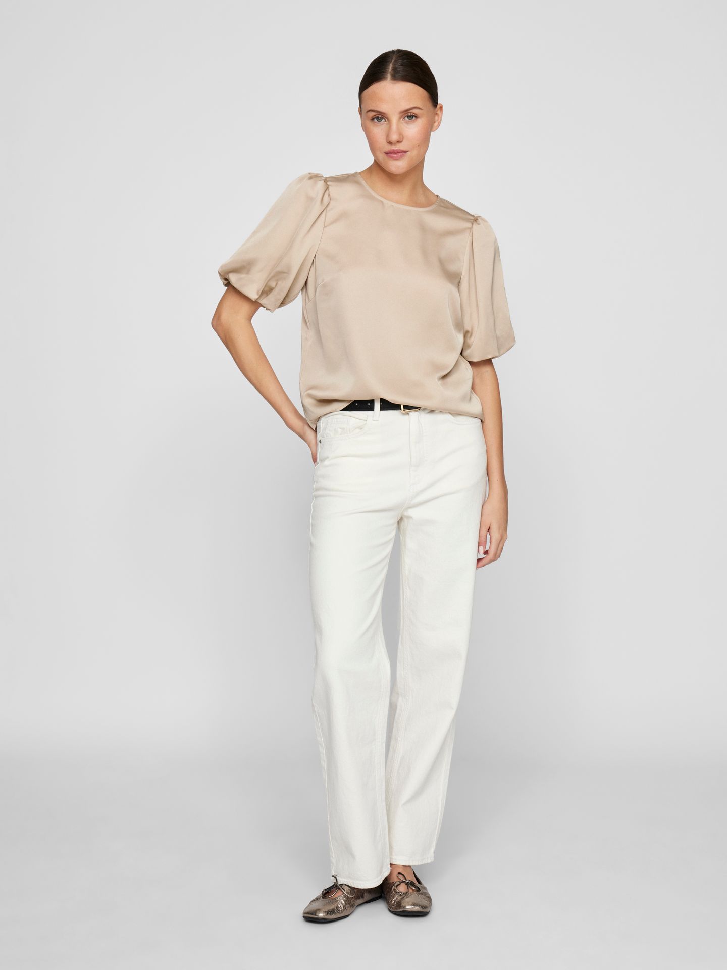 Object VIELLETTE 2/4 SATIN PUFF TOP - NOOS Cement 2900162971010