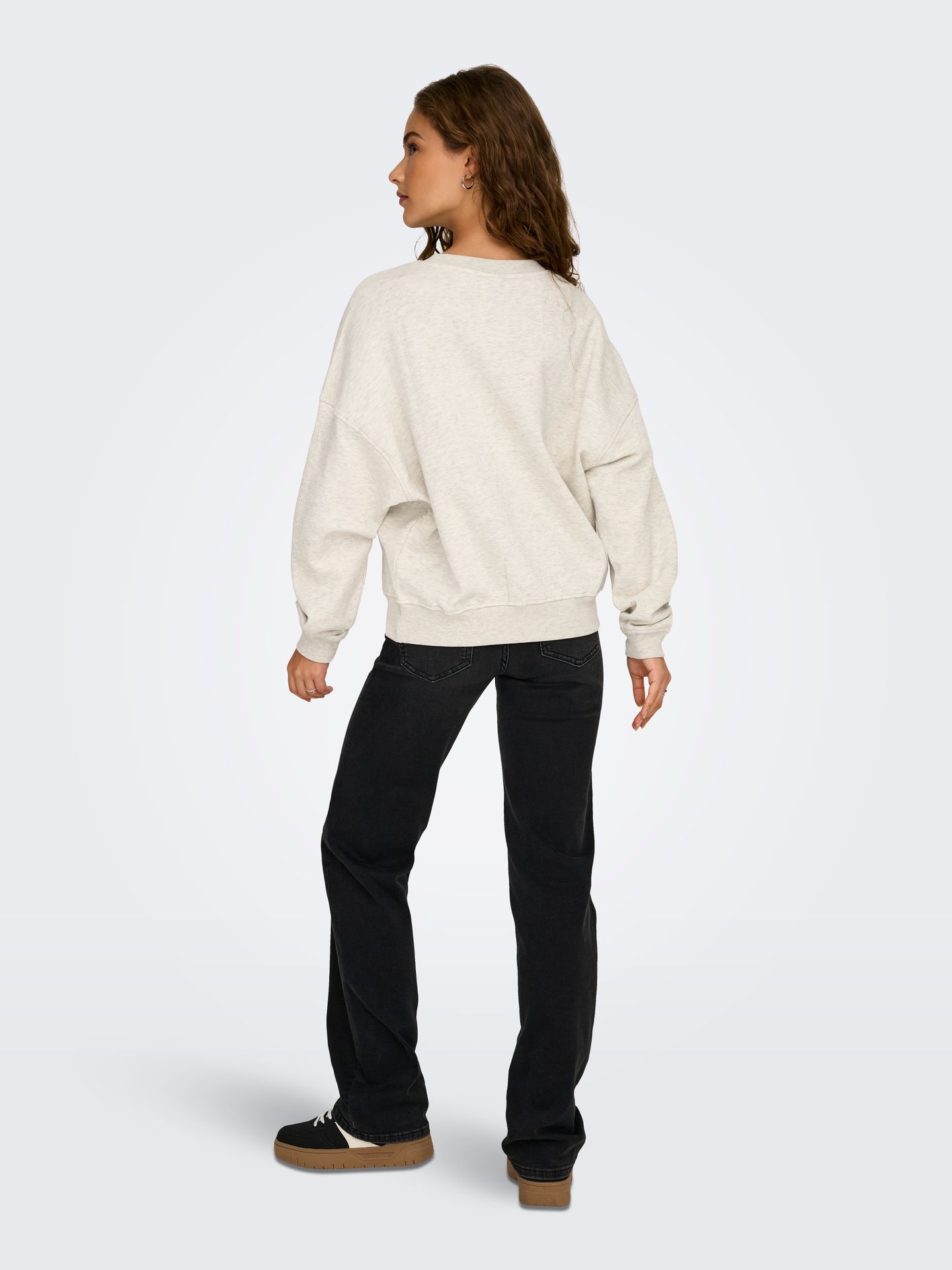 JDY JDYMESA LIFE L/S O-NK EMB SWEAT JRS Oatmeal/MELANGE 2900167341054