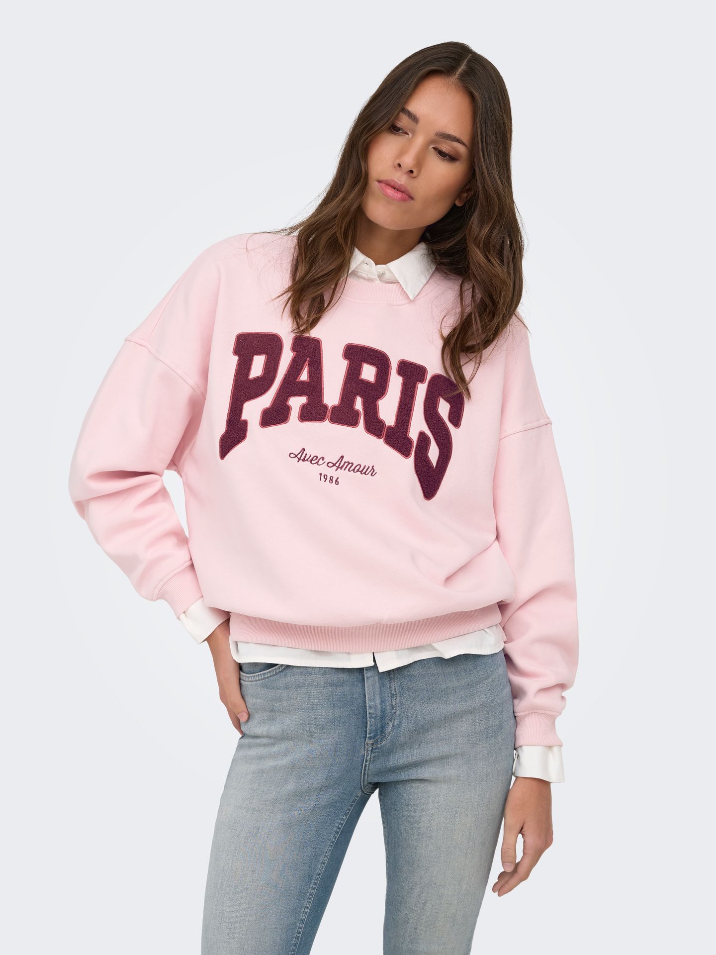JDYMESA LIFE L/S O-NK EMB SWEAT JRS