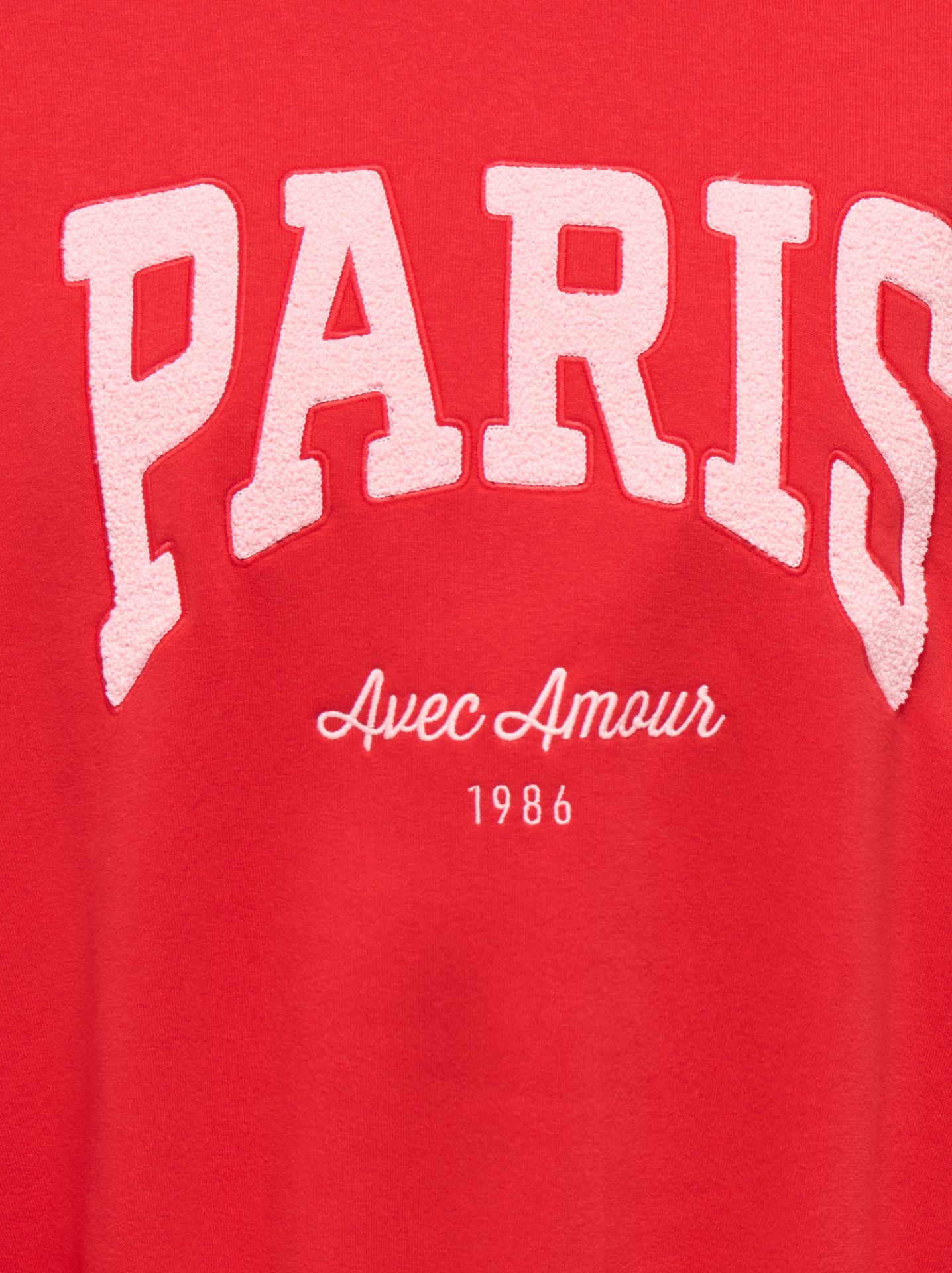 JDY JDYMESA LIFE L/S O-NK EMB SWEAT JRS Racing Red/PARIS AVEC AMOUR 2900166739012