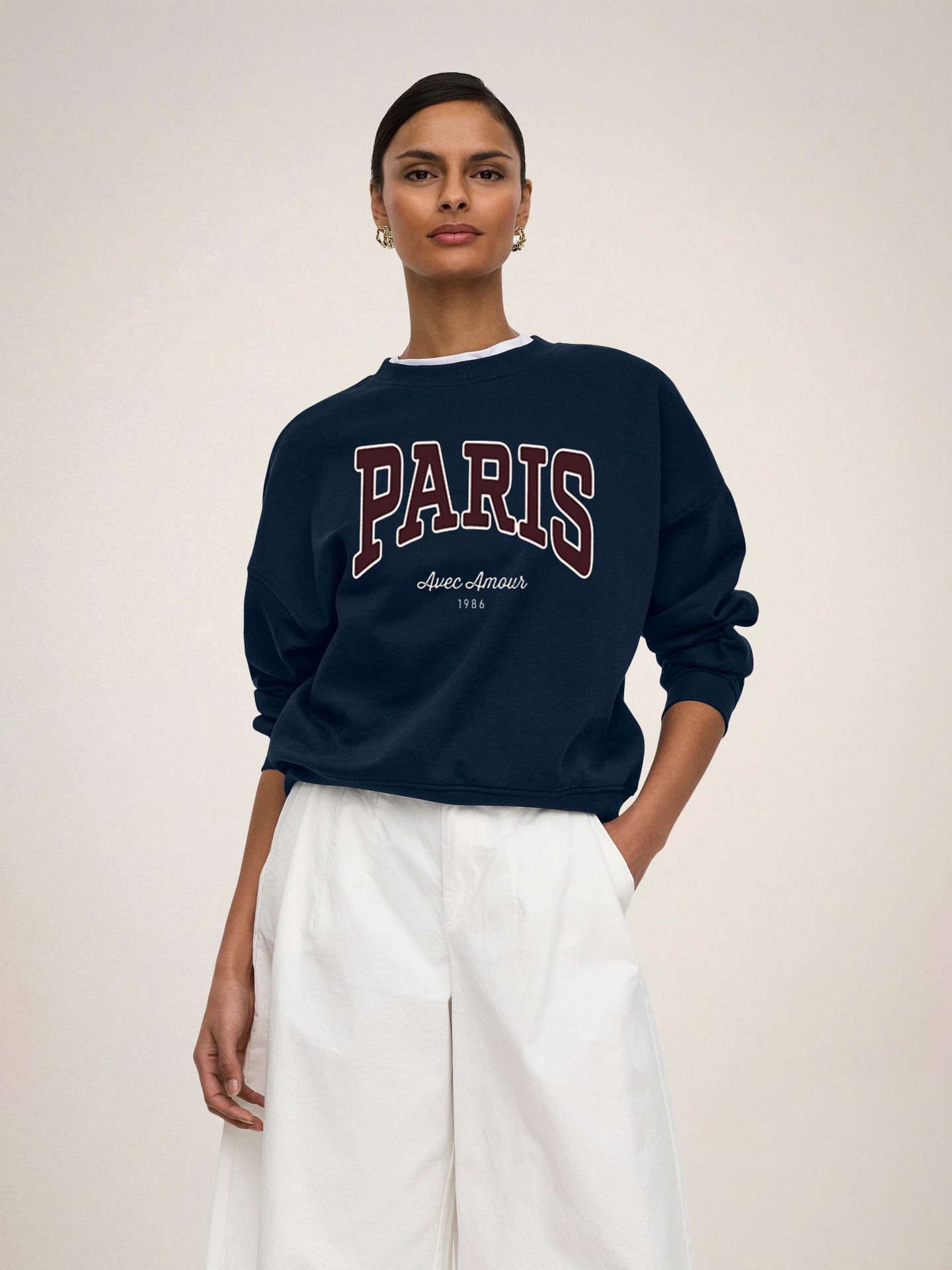 JDY JDYMESA LIFE L/S O-NK EMB SWEAT JRS Sky Captain/PARIS TOWEL EMB 2900167342037