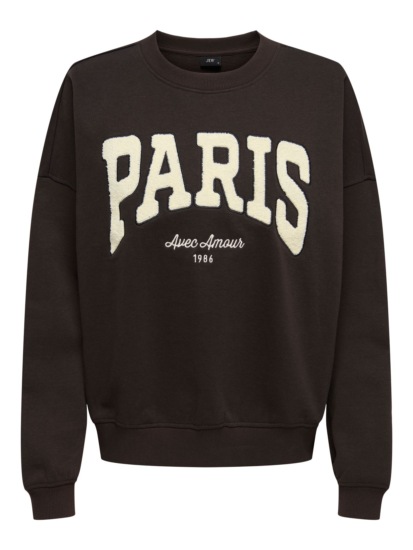 JDY JDYMESA LIFE L/S O-NK EMB SWEAT JRS Ganache/PARIS CD EMB 2900167351022
