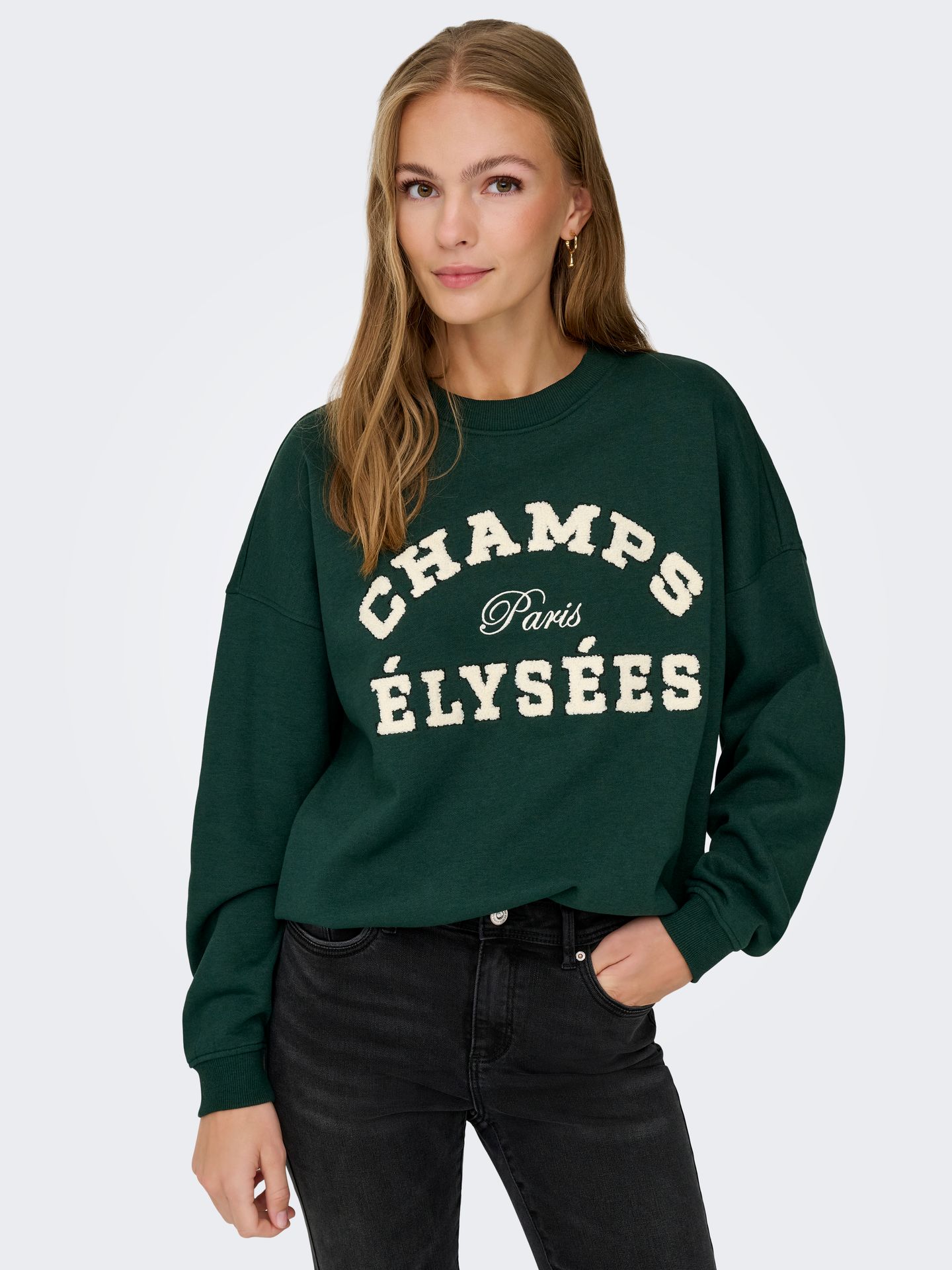 JDY JDYMESA LIFE L/S O-NK EMB SWEAT JRS Pine Grove/CHAMPS EMB 2900167352036