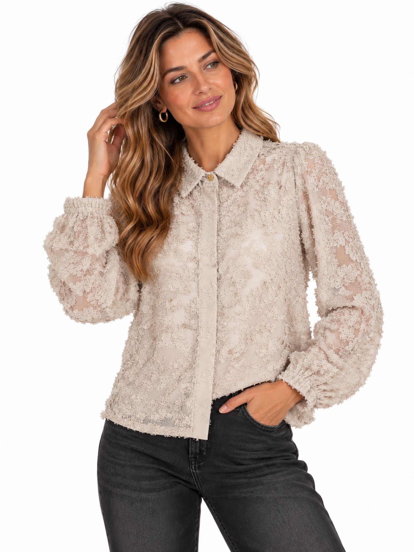 Red Button Blouse fringes stone87 00116731-EKA26007300000007