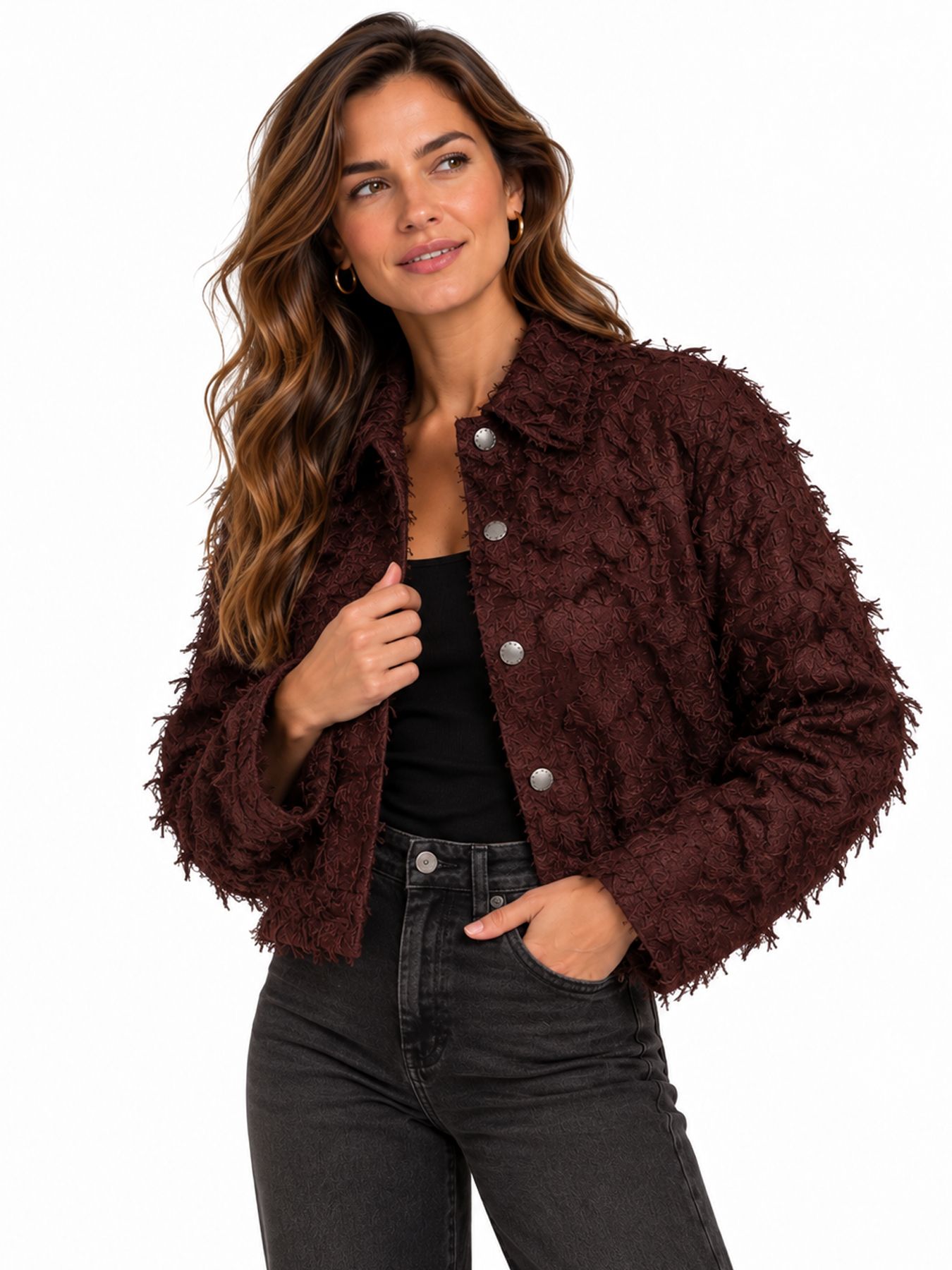 Red Button Bomber fringes burgundy344 00116736-EKA26007300000119