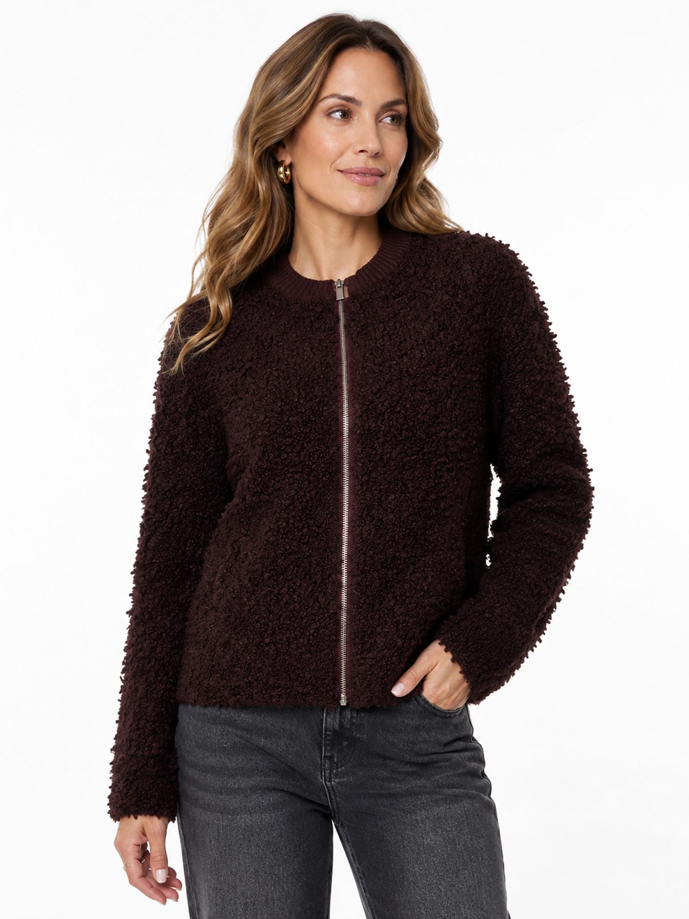 Red Button Bomber knit boucle burgundy344 00116738-EKA26007300000119