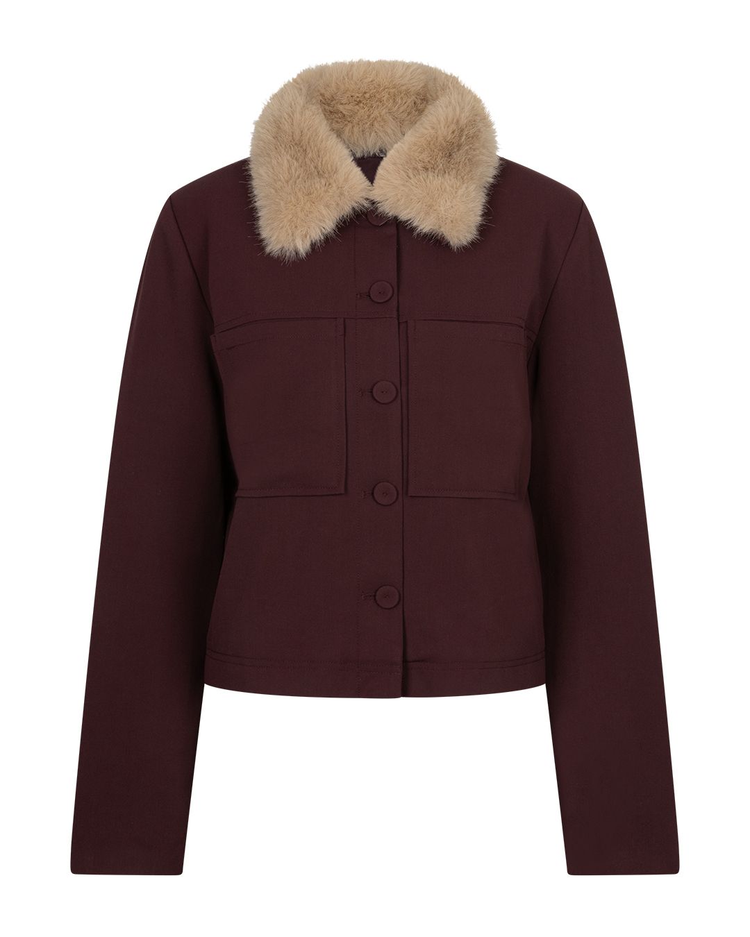 Red Button Jacket & fur color burgundy344 2900163227048