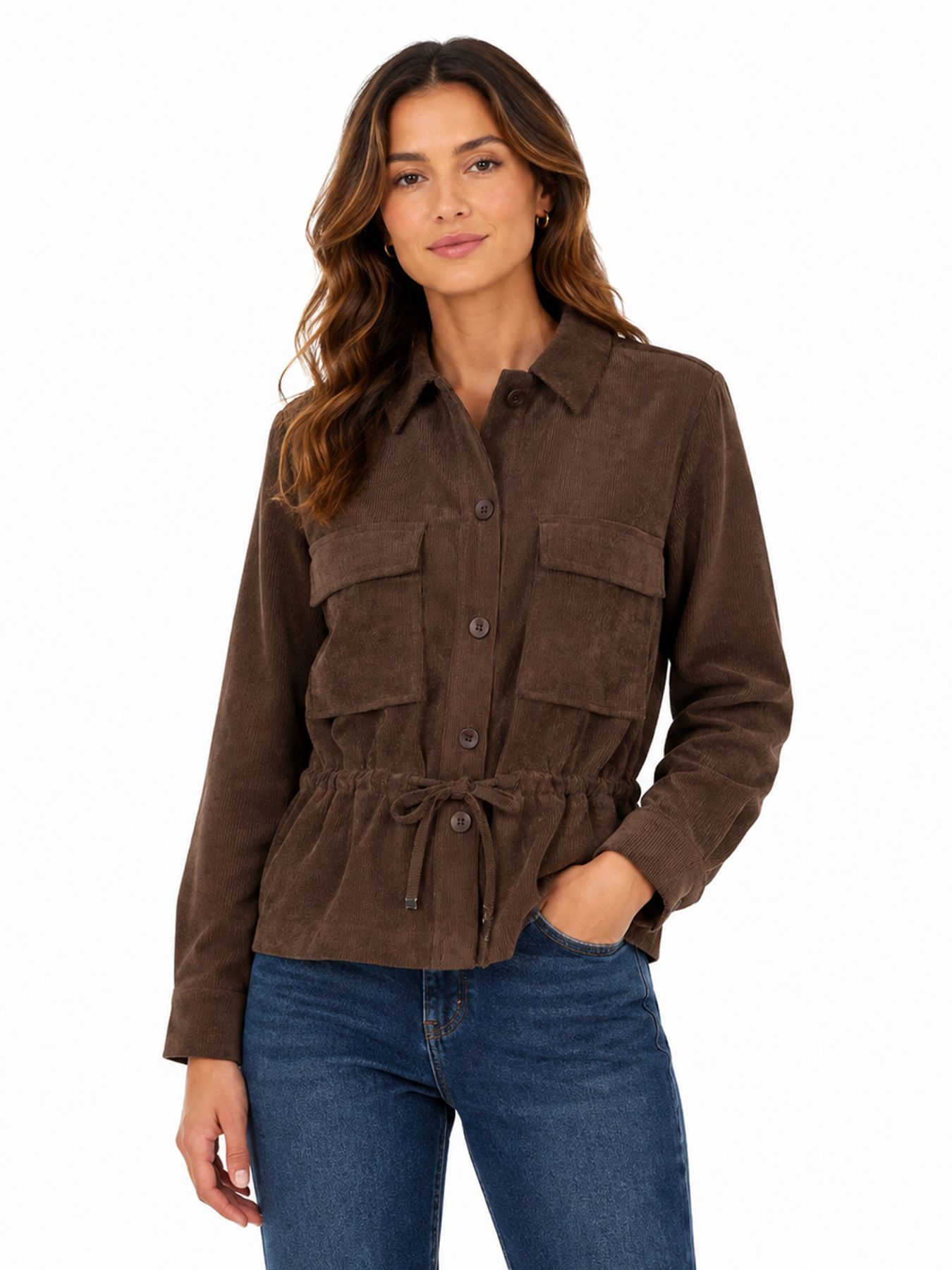 Red Button Drew overblouse finecord brown7 00116740-EKA26007300000039