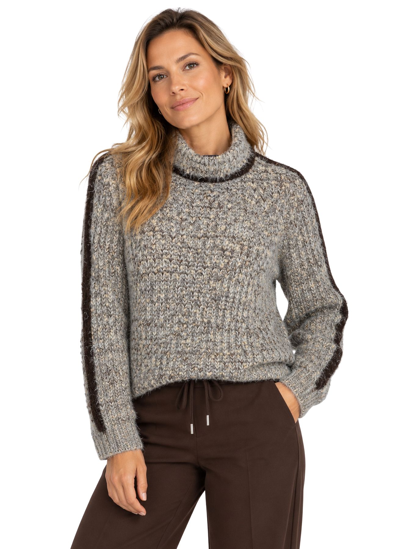 Red Button Cocoon sweater brown7 00116753-EKA26007300000039