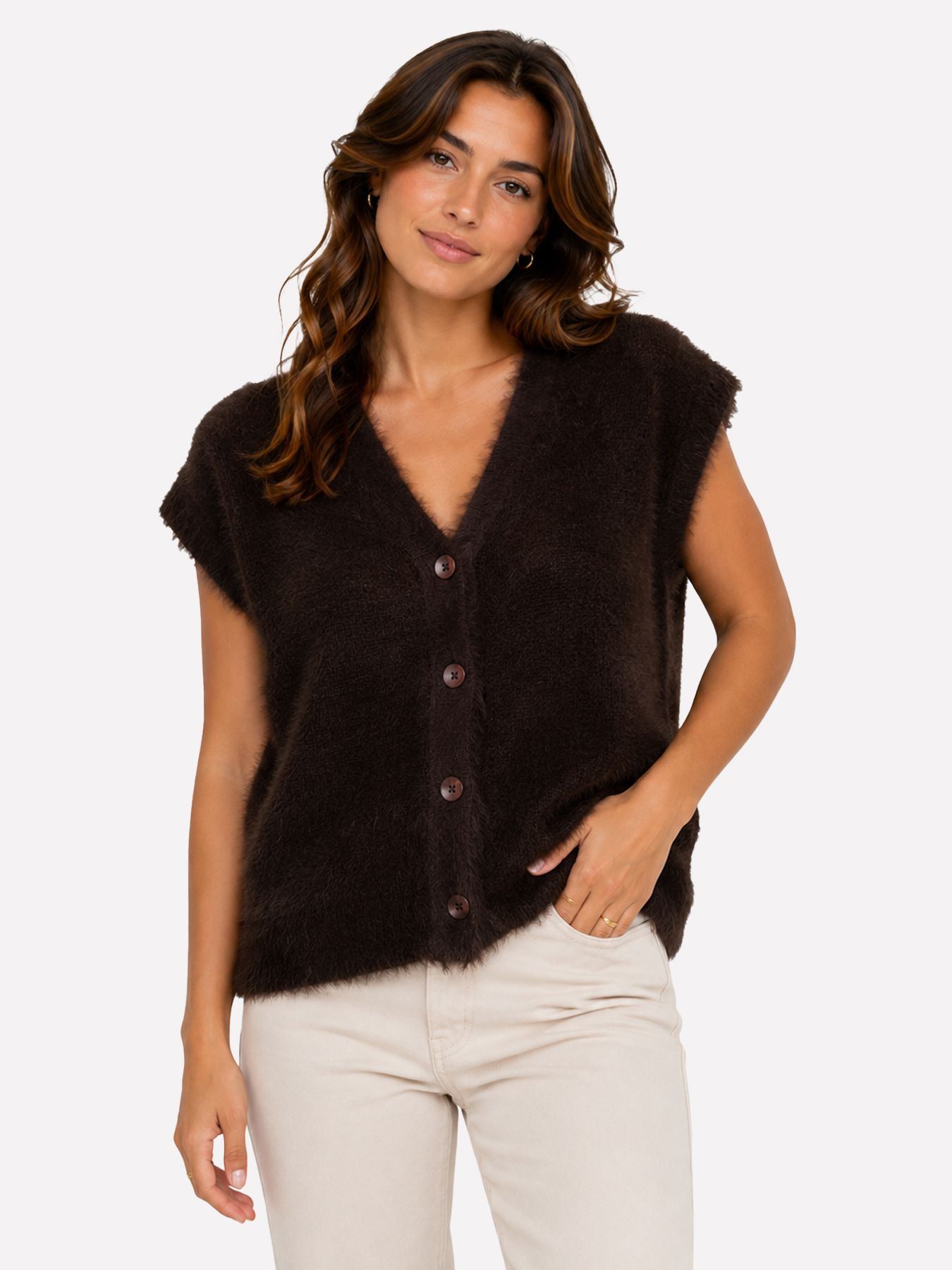 Red Button Sleeveless fuzzy espresso59 00116761-EKA26007300000118