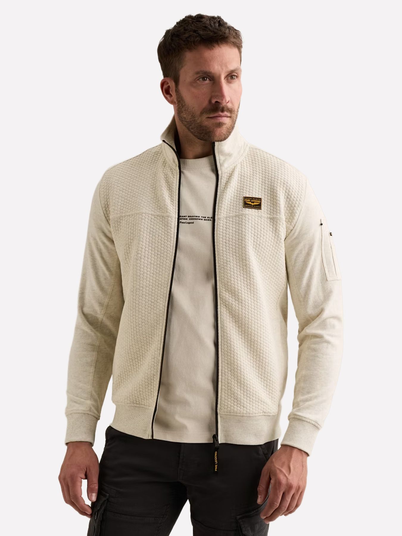 Pme Legend Zip jacket jacquard interlock fren Bone White Melee 2900163311051