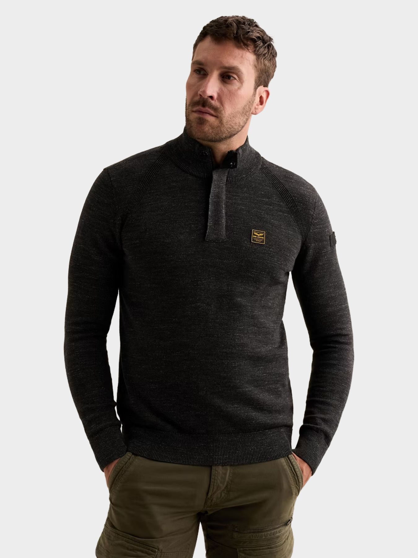 Pme Legend Half zip collar cotton rib melee k Black 00116797-999