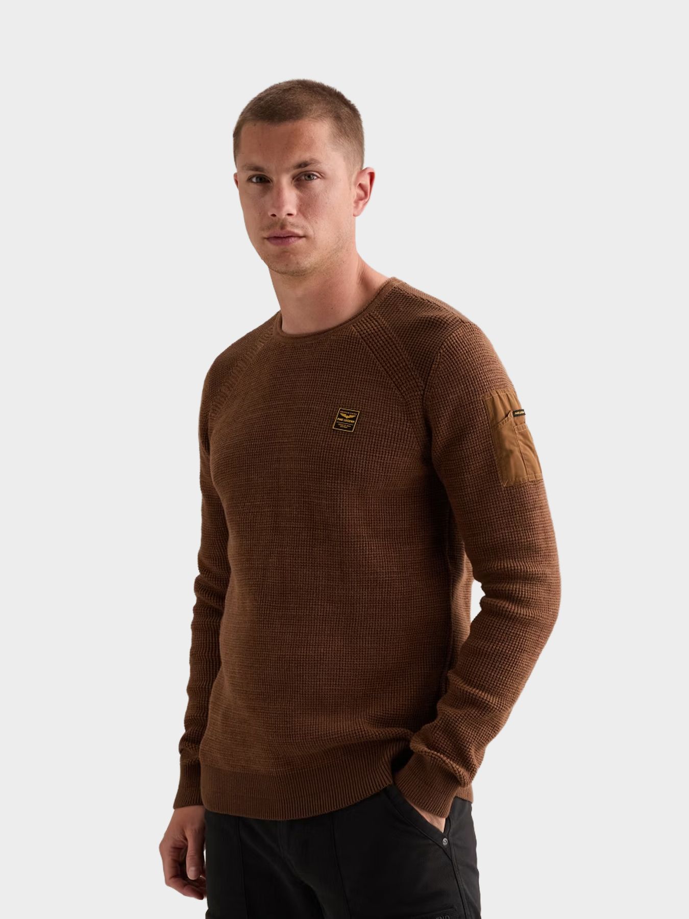 Pme Legend R-neck cotton rib melee knit Arabian Spice 00116799-8178