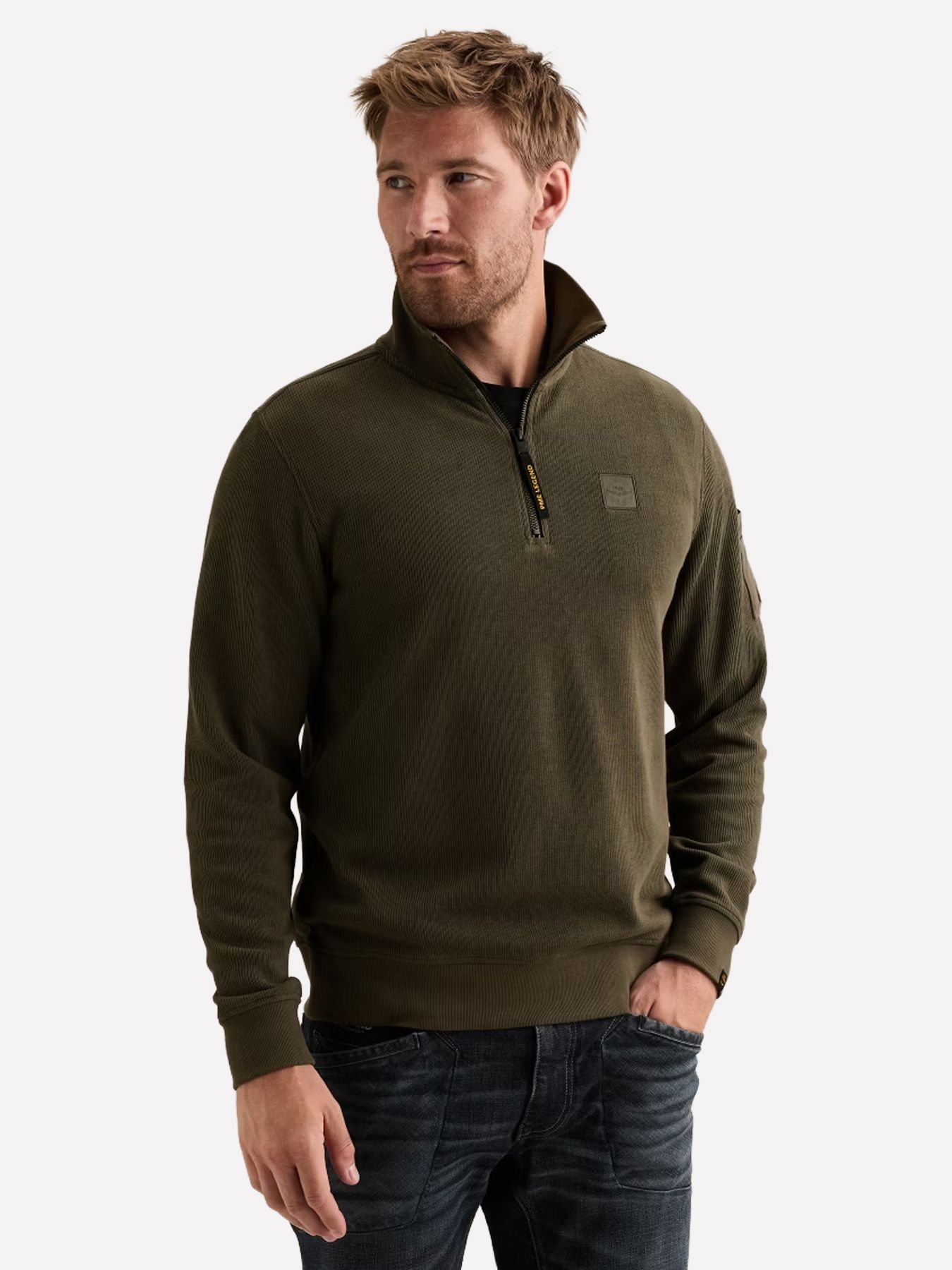 Pme Legend Half zip collar flat knit look Beluga 00116800-8039