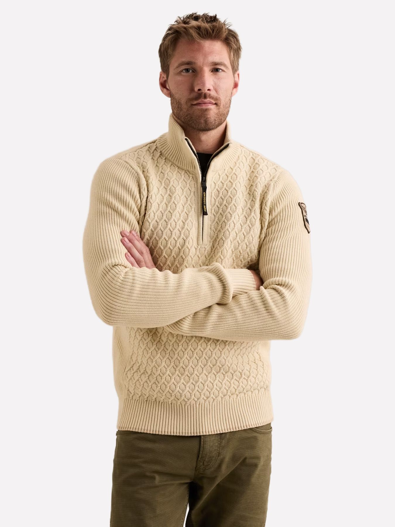 Pme Legend Half zip collar cotton mix yarn Bone White 00116802-7013