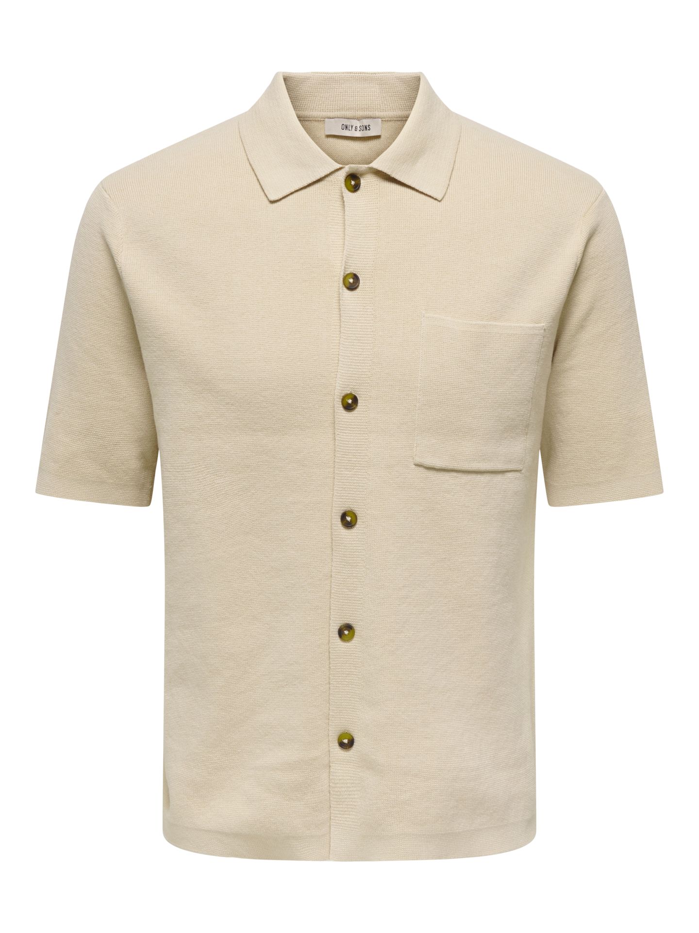 Only & Sons ONSSILAS REG SS SHIRT KNIT Oatmeal 00116891-EKA26011400003103