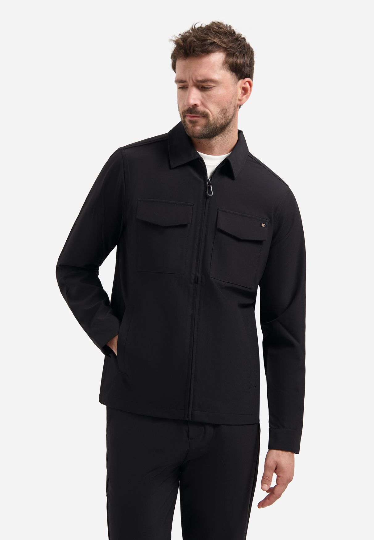 No Excess Overshirt Full Zipper Stretch Sedoc 020 black 00116918-EKA14000100000066