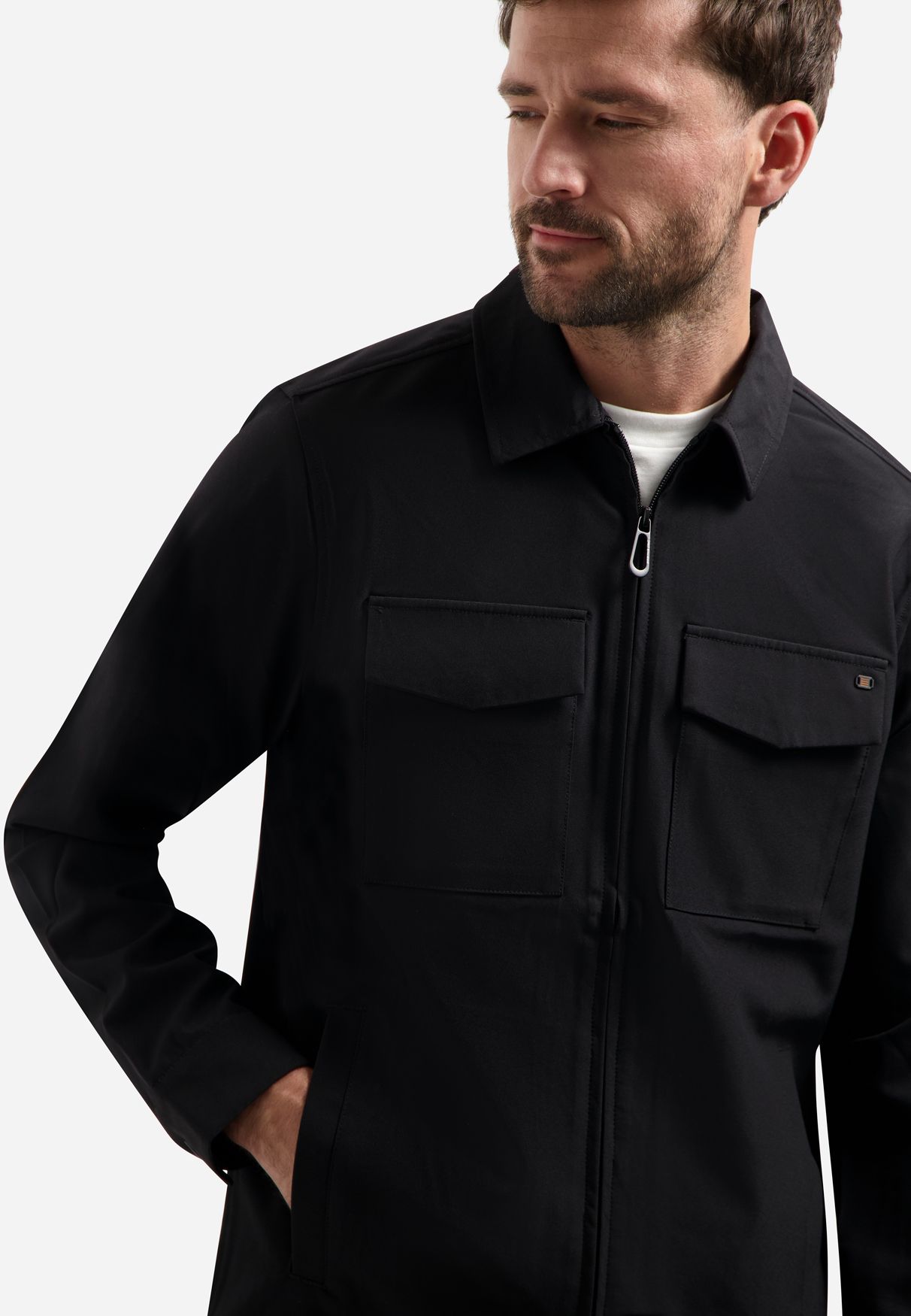 No Excess Overshirt Full Zipper Stretch Sedoc 020 black 2900165967072