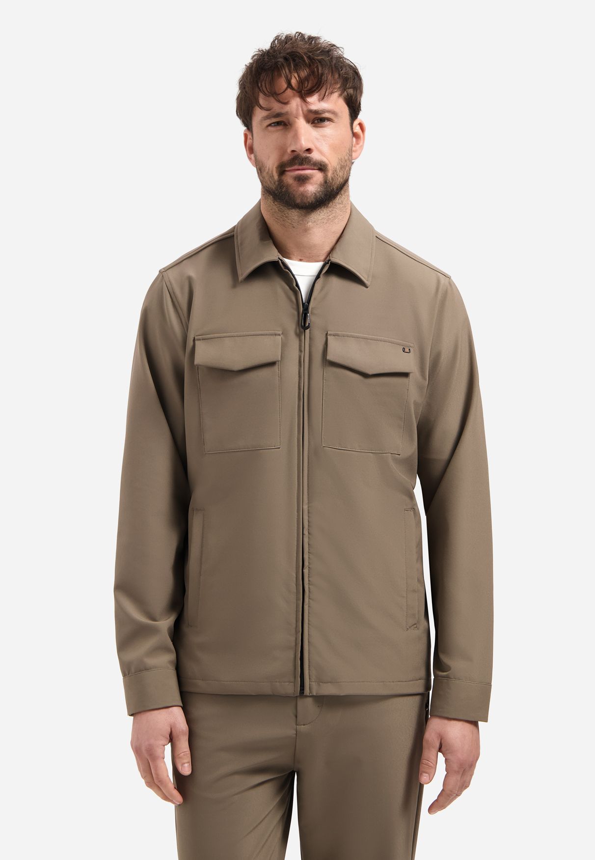 No Excess Overshirt Full Zipper Stretch Sedoc 043 khaki 2900163592061