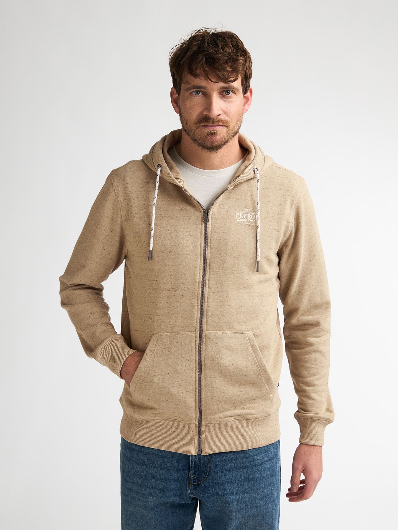 Petrol Industries Men Sweater Hooded Zip 7130 light tan 00116937-EKA26002700000141