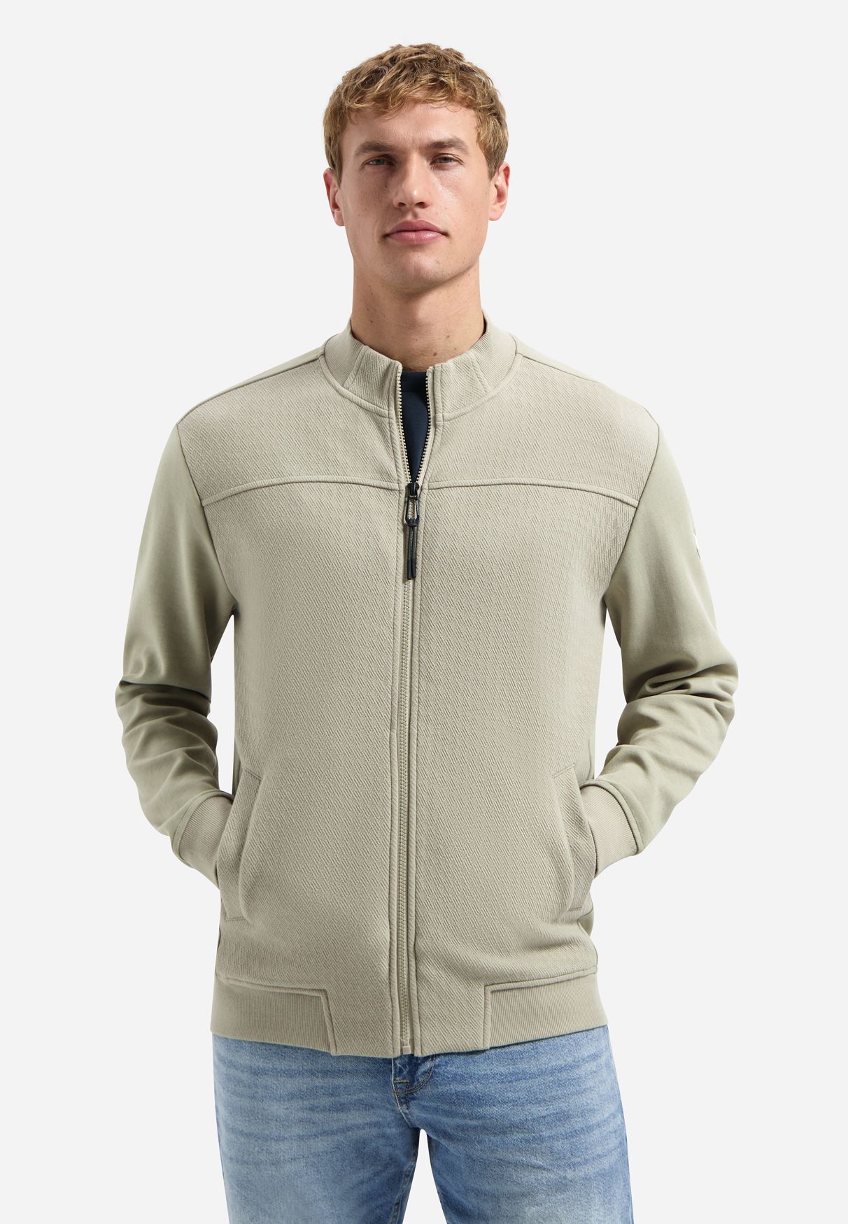 No Excess Sweater Full Zip Relief Mix-Match 044 taupe 00116942-EKA14000100000104