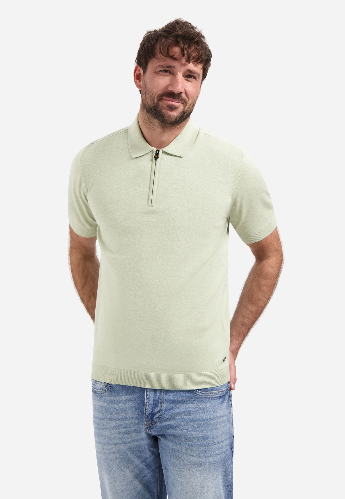 No Excess Pullover Short Sleeve Polo Zip Melange 050 green 00116943-EKA14000100000068