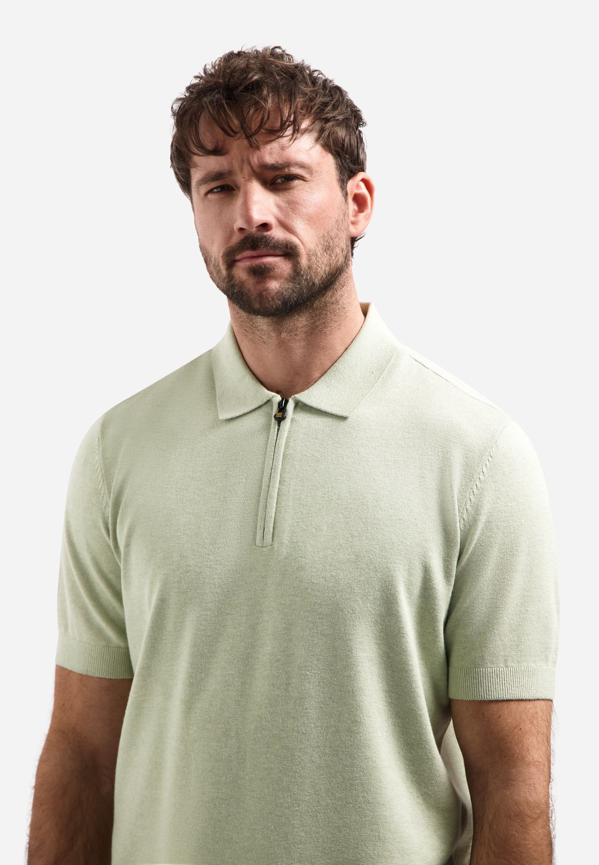 No Excess Pullover Short Sleeve Polo Zip Melange 050 green 2900163654066