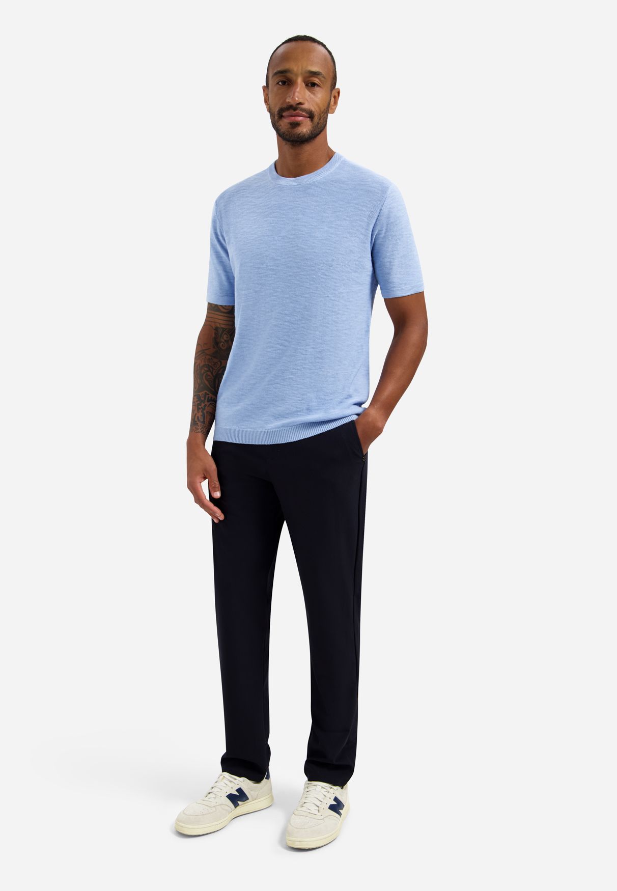 No Excess Pullover Short Sleeve Crew Neck Slub 030 blue 2900163657074