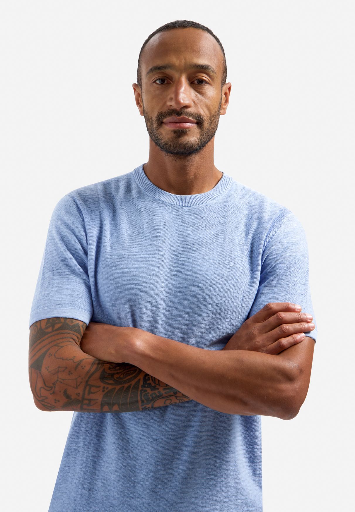 No Excess Pullover Short Sleeve Crew Neck Slub 030 blue 2900163657074