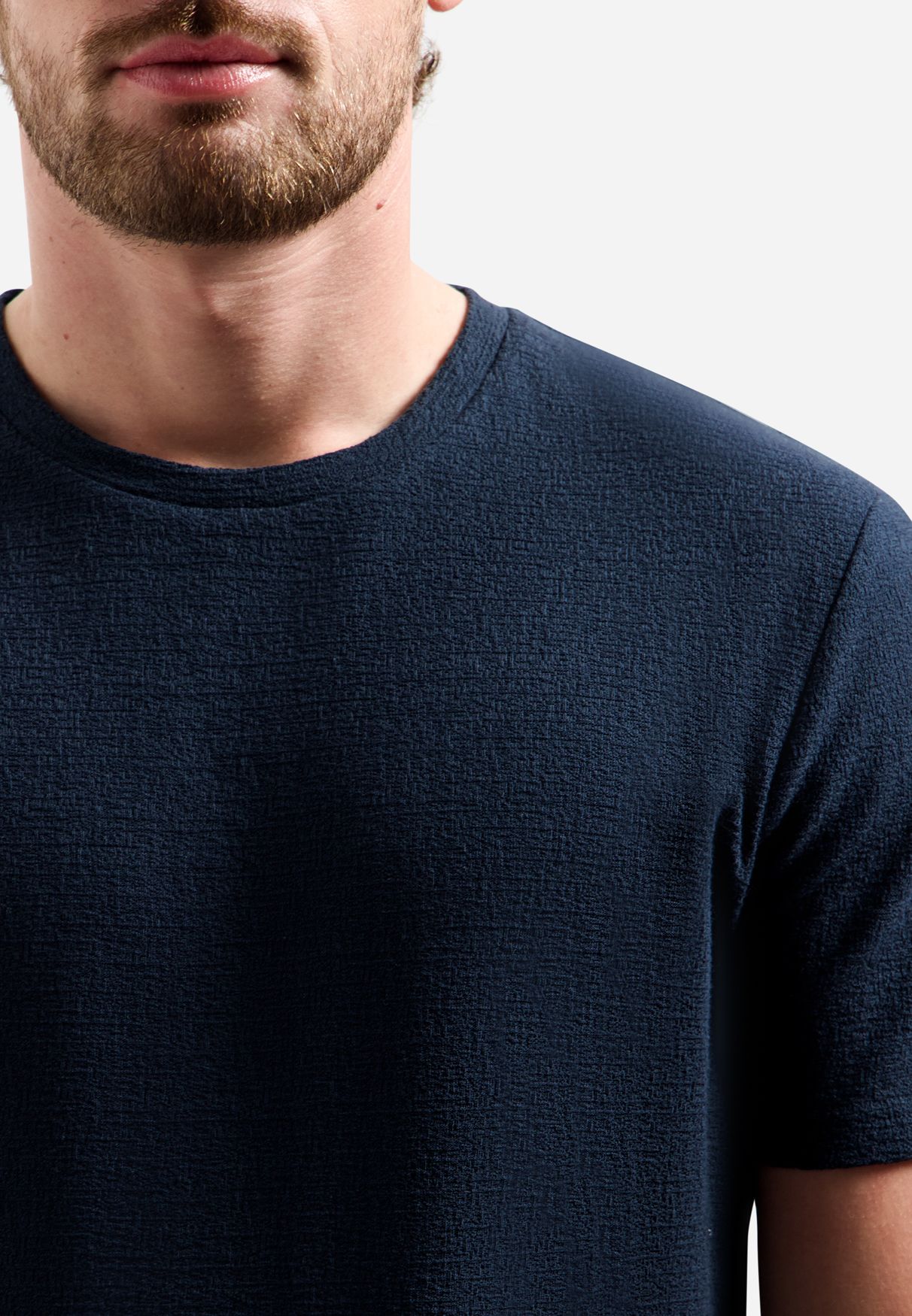 No Excess T-Shirt Crewneck Solid Jacquard 078 night 2900163665048