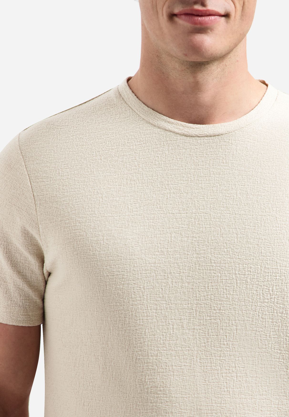 No Excess T-Shirt Crewneck Solid Jacquard 045 desert 2900163664041