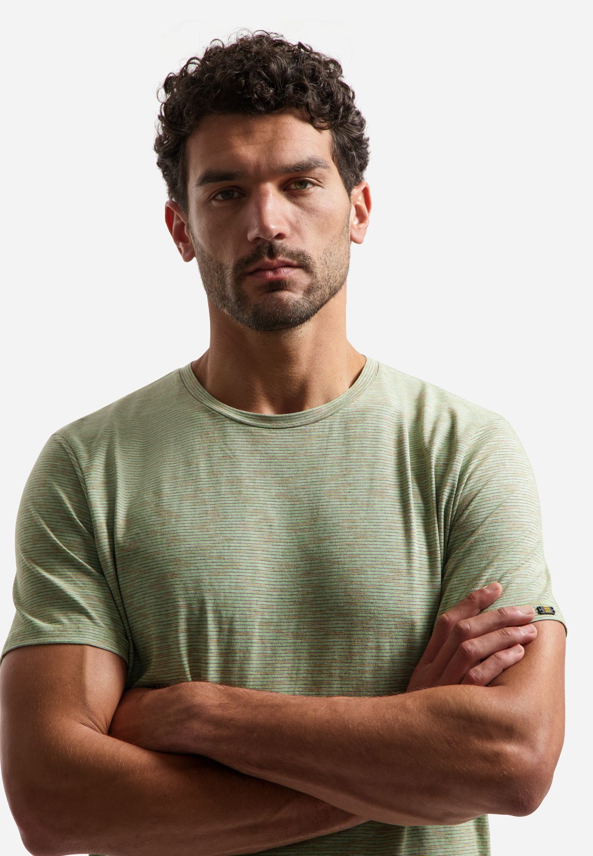 No Excess T-Shirt Crewneck Space Dyed Stripe 050 green 2900163667073