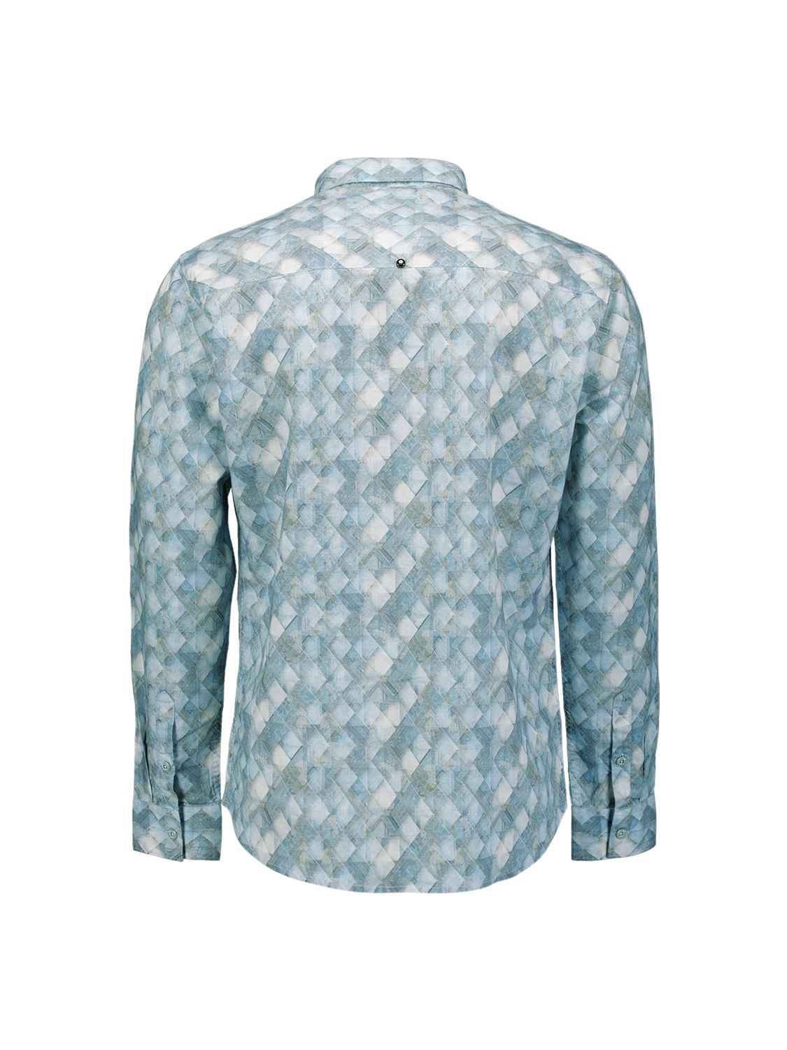 No Excess Shirt  Allover Printed With Linen 030 blue 2900163677072