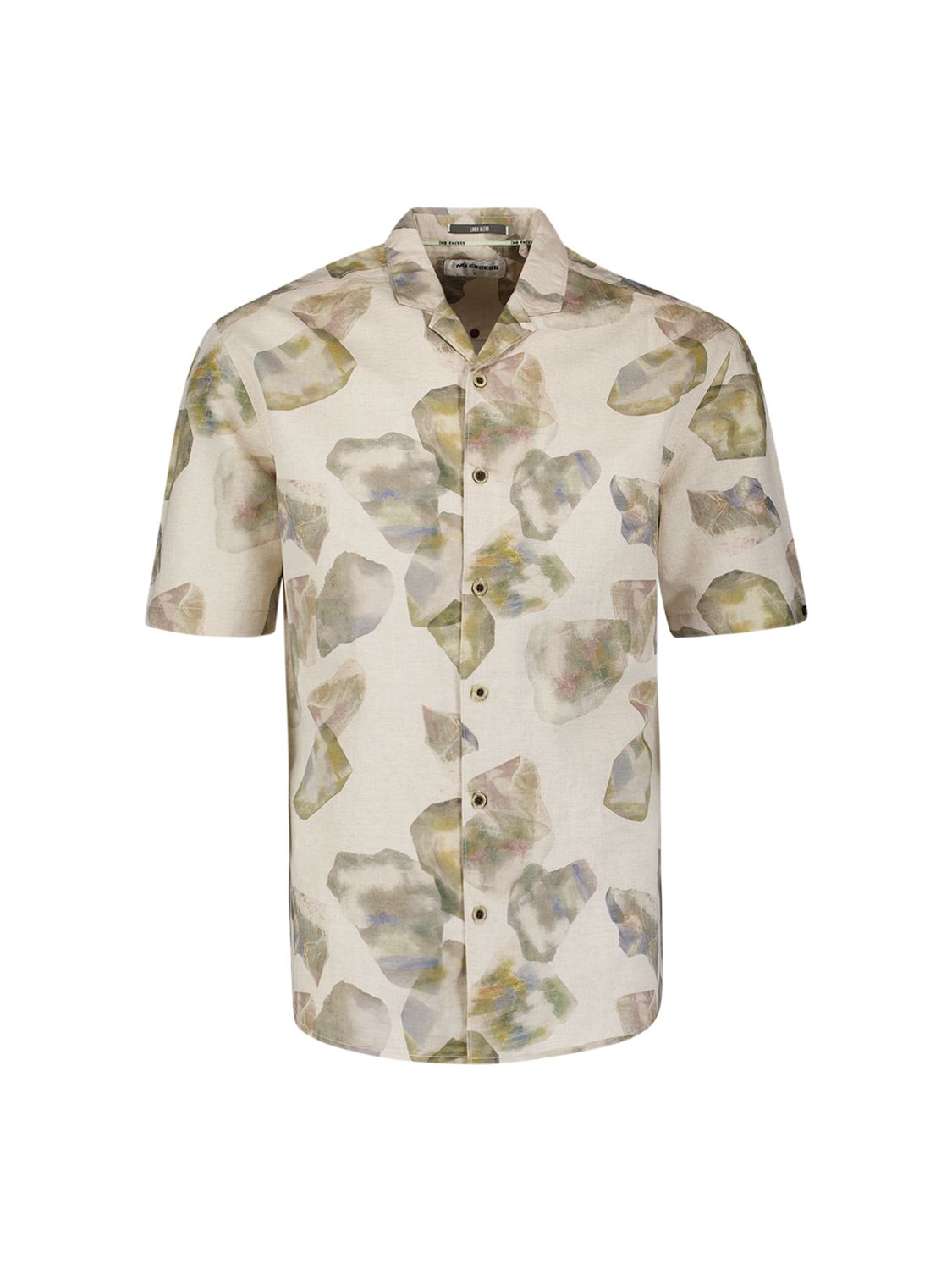 No Excess Shirt Short Sleeve Allover Printed With Linen 050 green 2900163679045