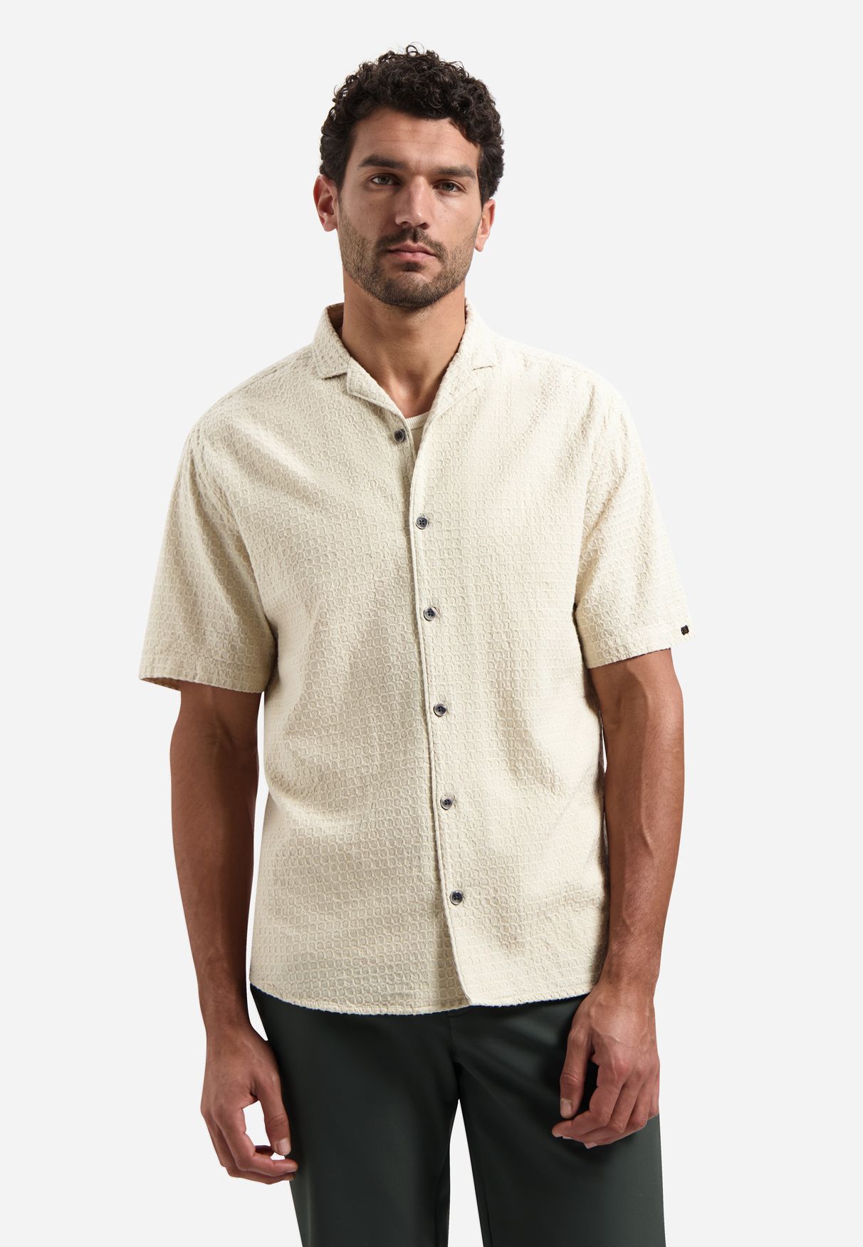 No Excess Shirt Short Sleeve Jacquard Uni 045 desert 00116955-EKA14000100000111