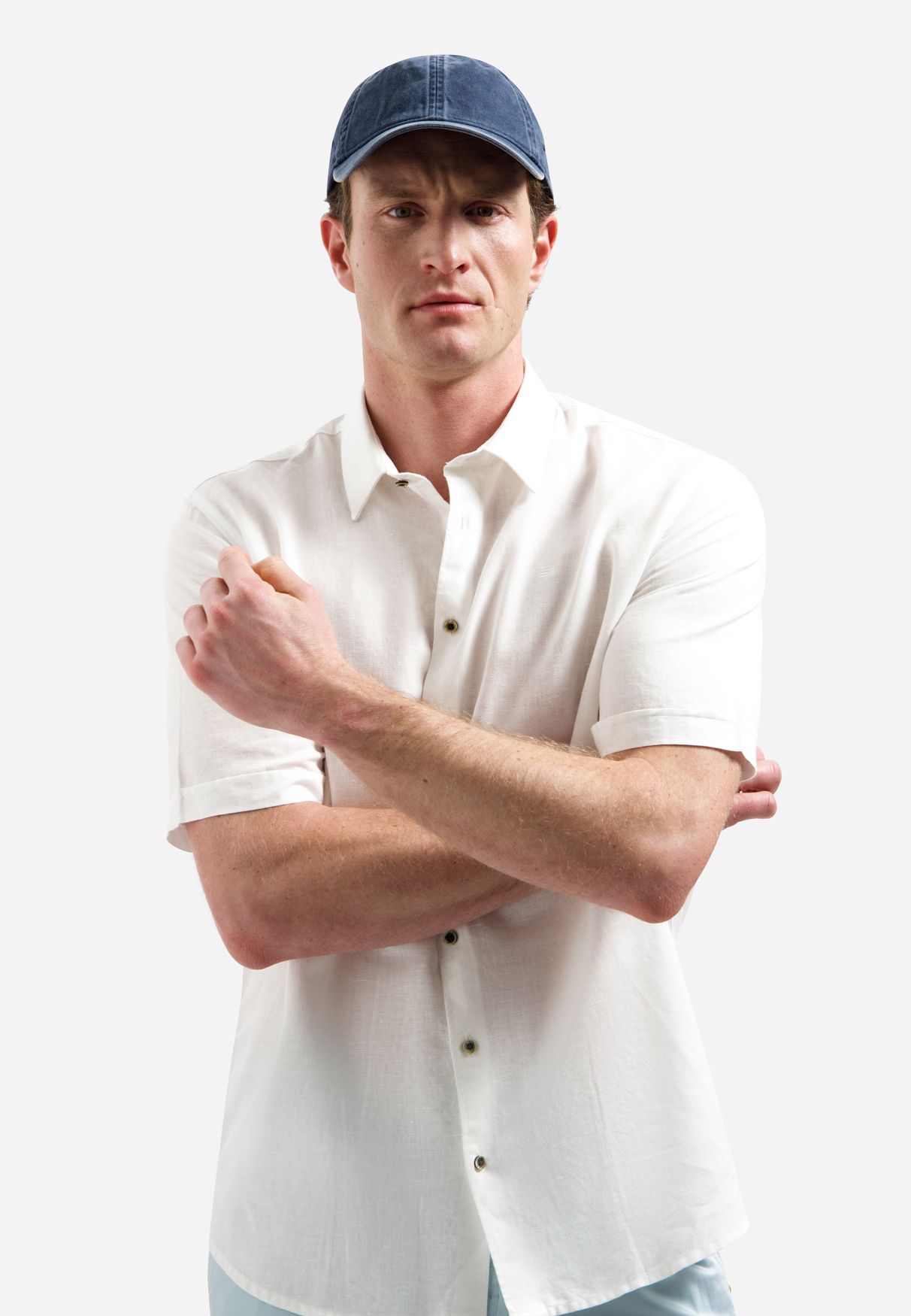 No Excess Shirt Short Sleeve With Linen 010 white 2900163683042