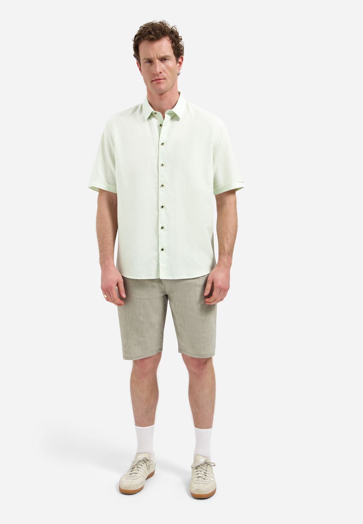 No Excess Shirt Short Sleeve With Linen 057 seagreen 2900163684094