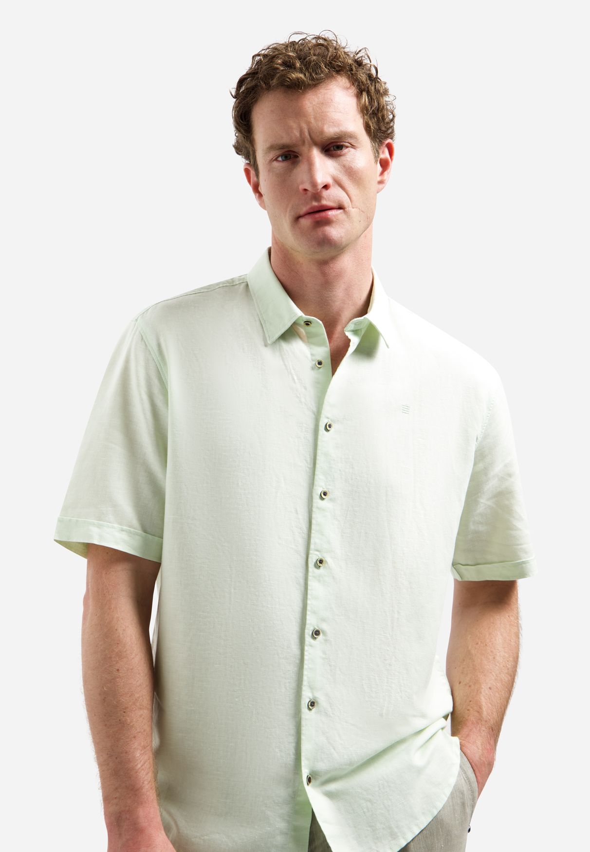 No Excess Shirt Short Sleeve With Linen 057 seagreen 2900163684094