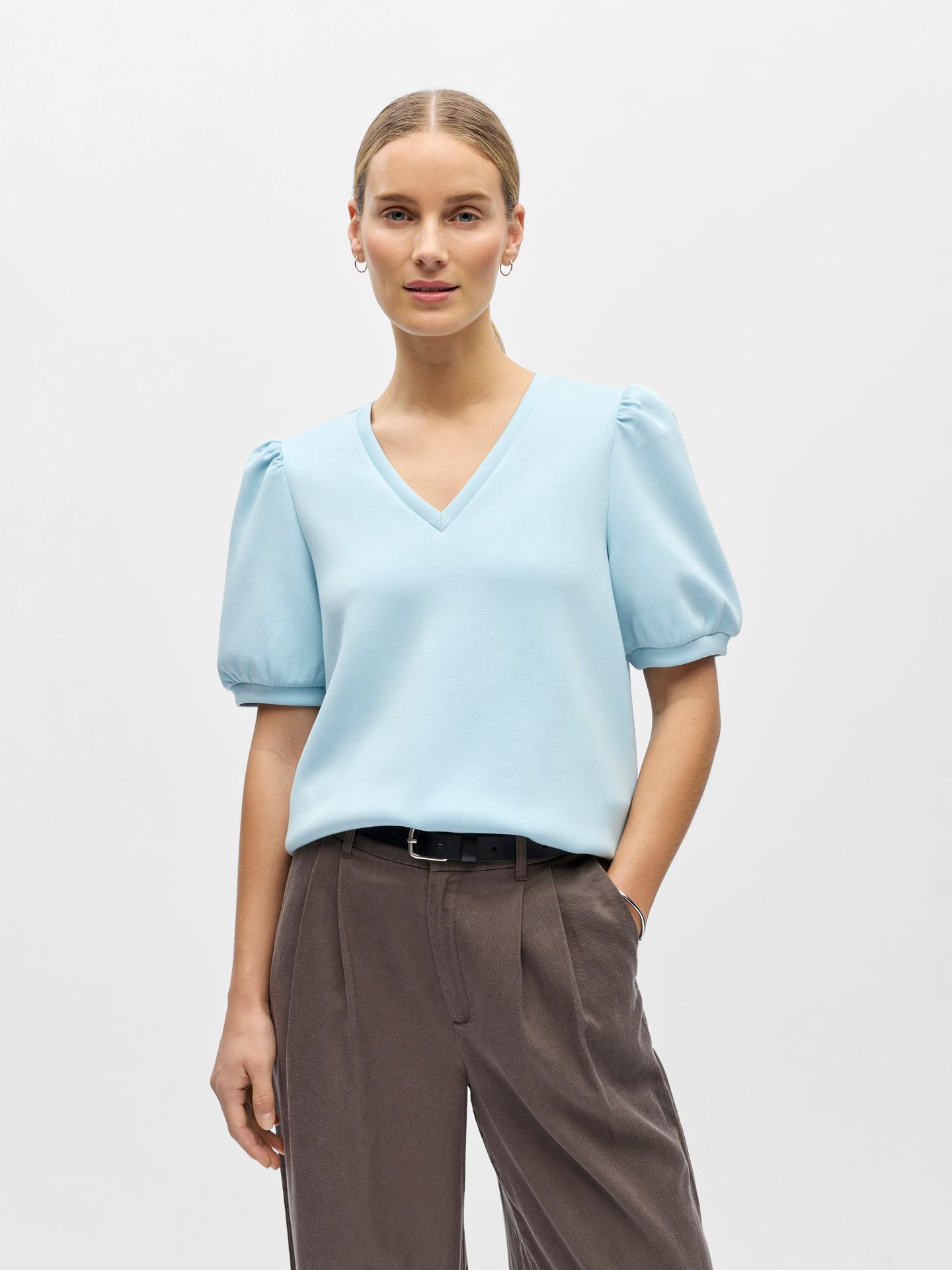 Object OBJANDREA S/S RE V-NECK TOP NOOS Winter Sky 00116979-EKA22000400000214