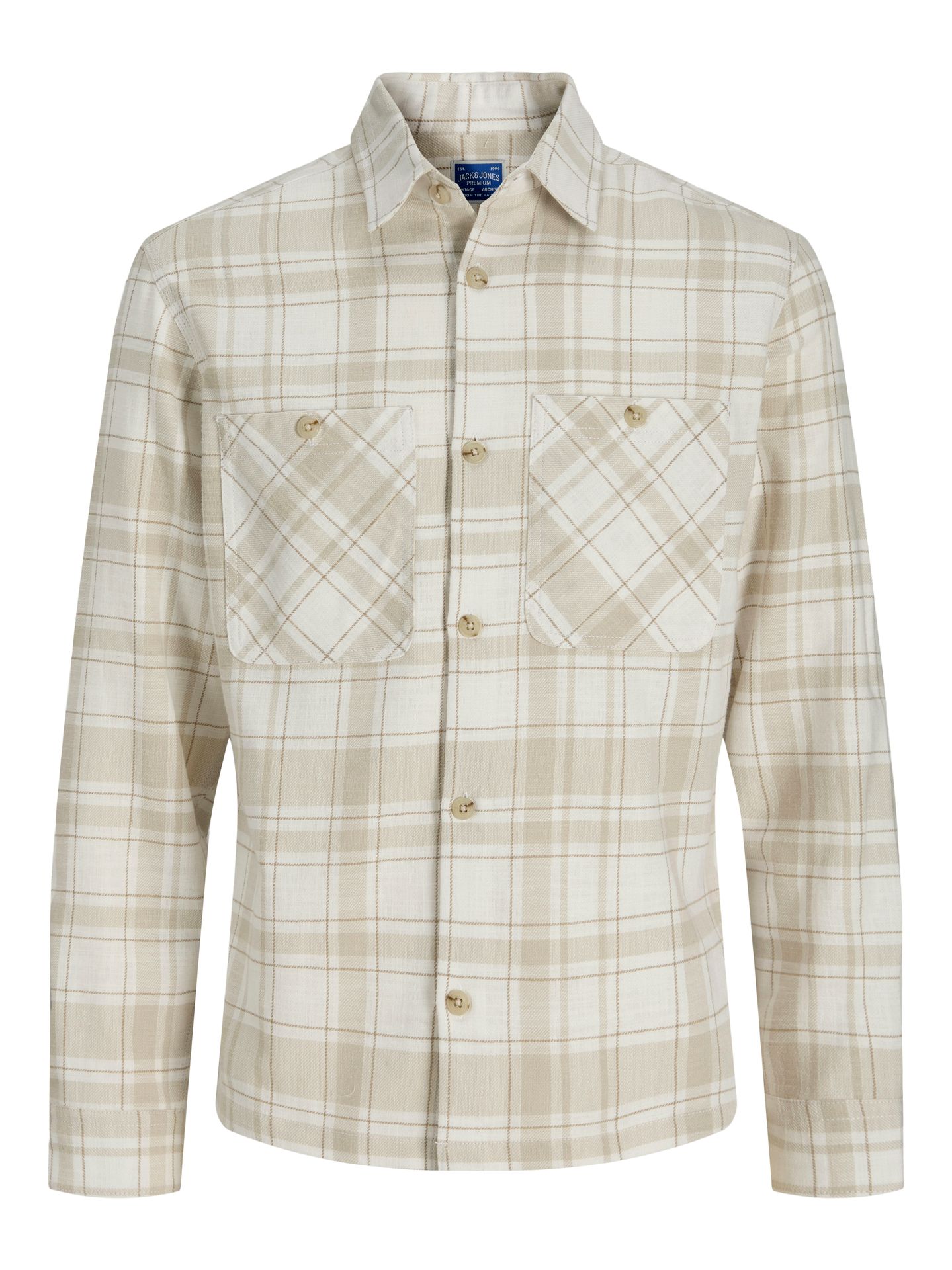 Jack & Jones JPRBLURAYLE LINEN BL.CHECK LS SHIRT Moonstruck/REGULAR FIT 2900163765038