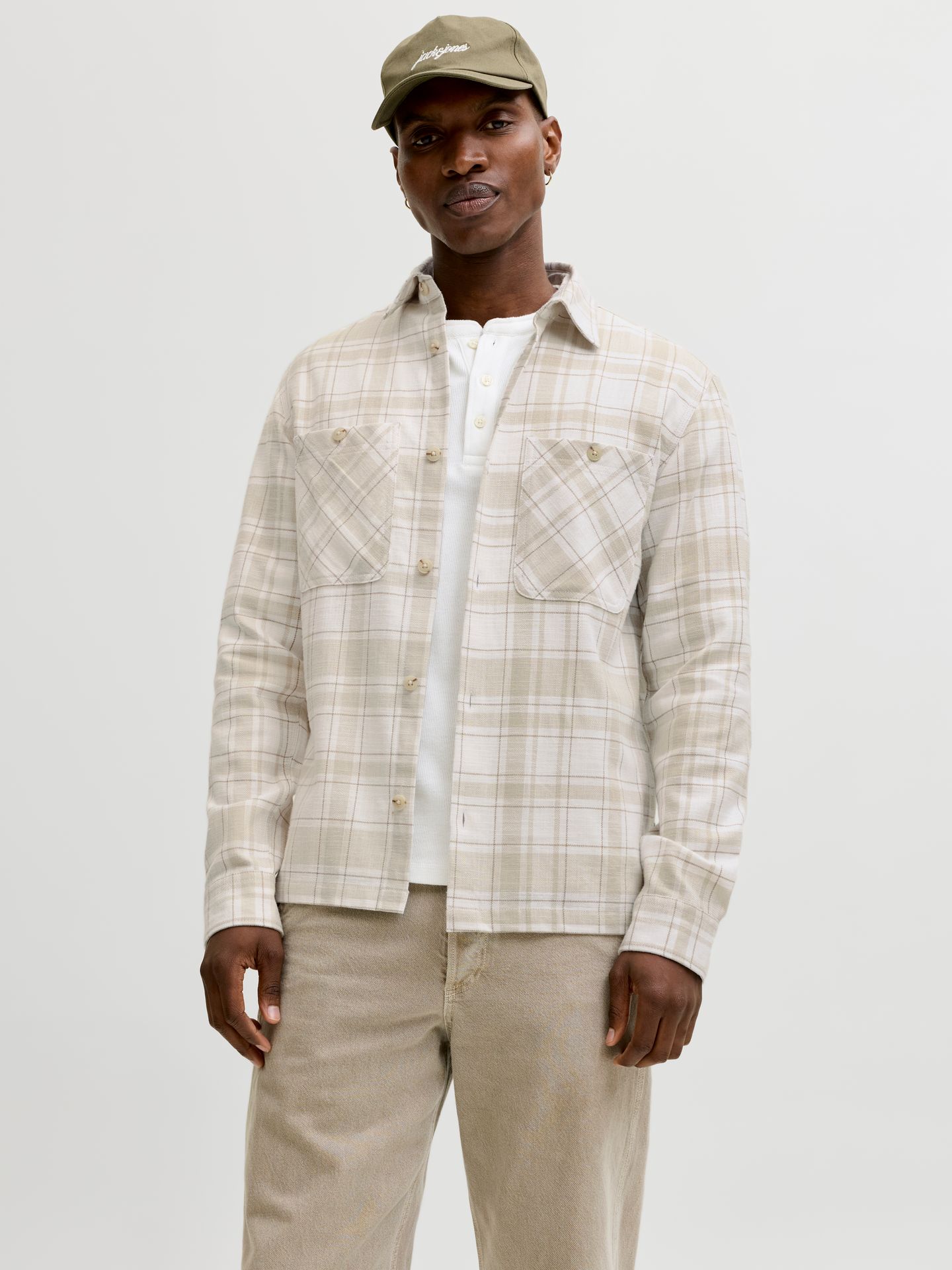 Jack & Jones JPRBLURAYLE LINEN BL.CHECK LS SHIRT Moonstruck/REGULAR FIT 2900163765038