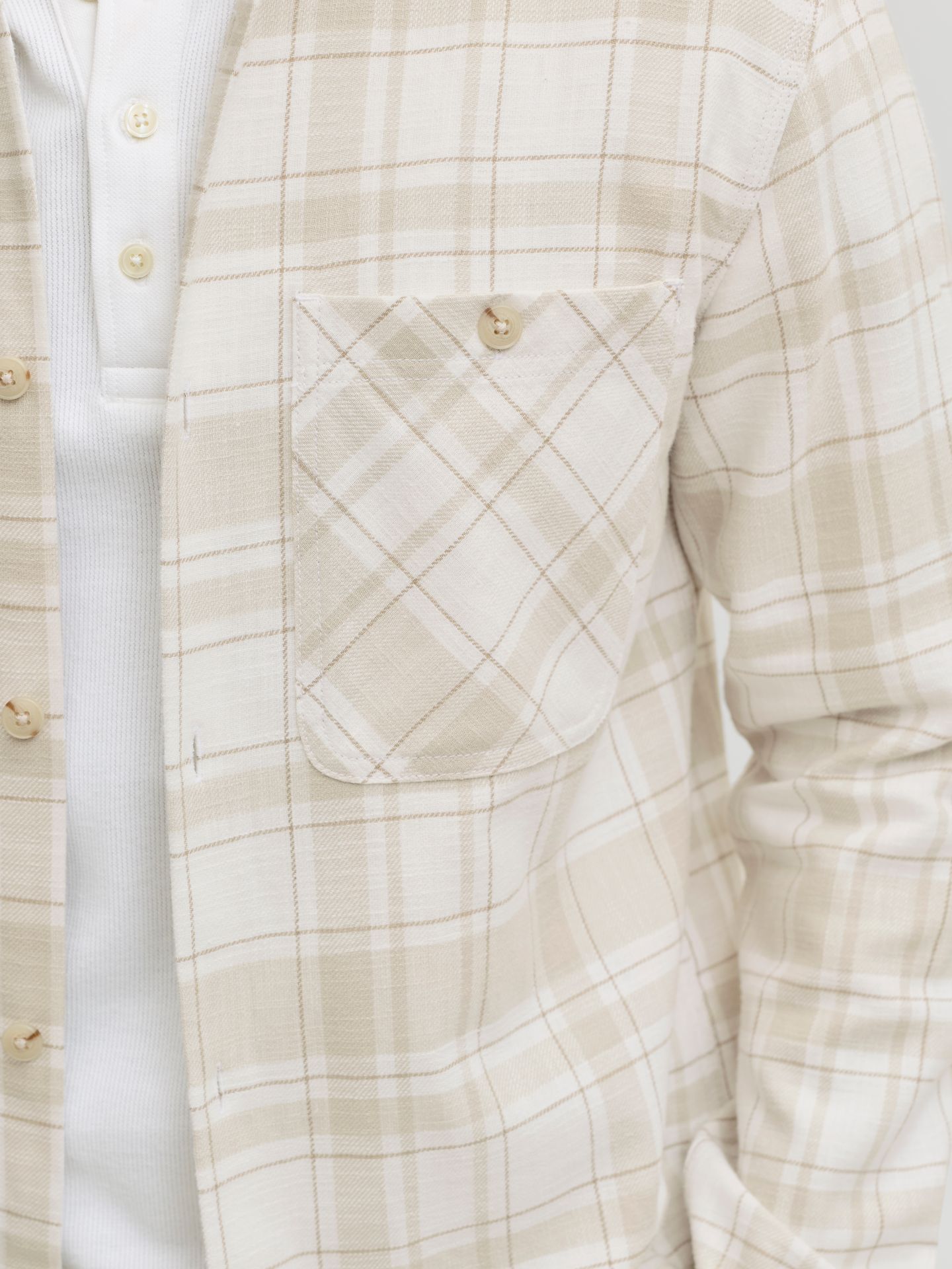 Jack & Jones JPRBLURAYLE LINEN BL.CHECK LS SHIRT Moonstruck/REGULAR FIT 2900163765038