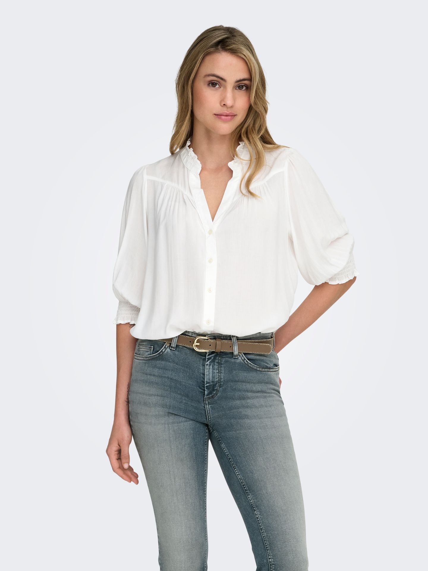 Only ONLRAYA 3/4 SHIRT WVN NOOS Cloud Dancer 2900163785036