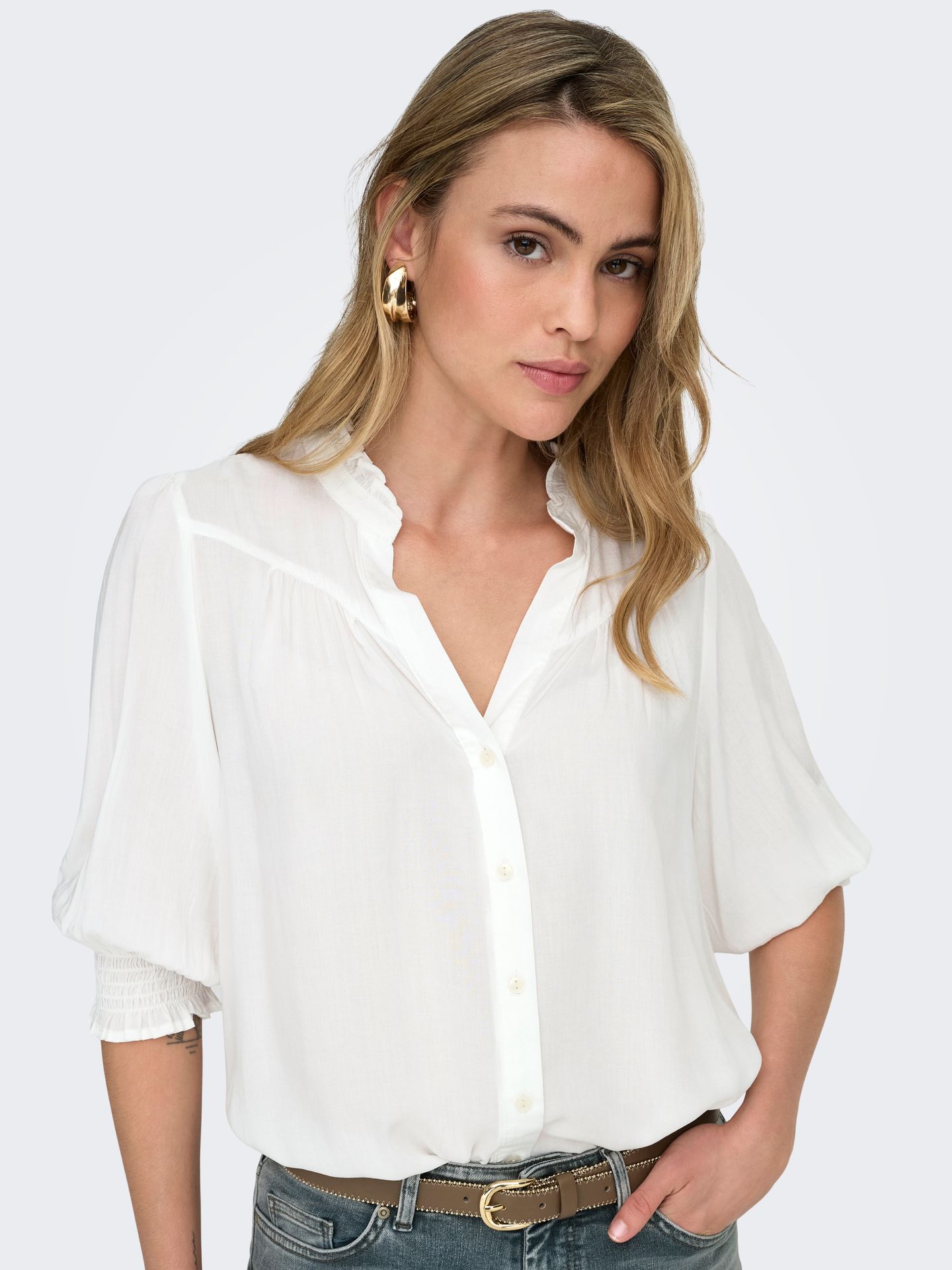 Only ONLRAYA 3/4 SHIRT WVN NOOS Cloud Dancer 2900163785012