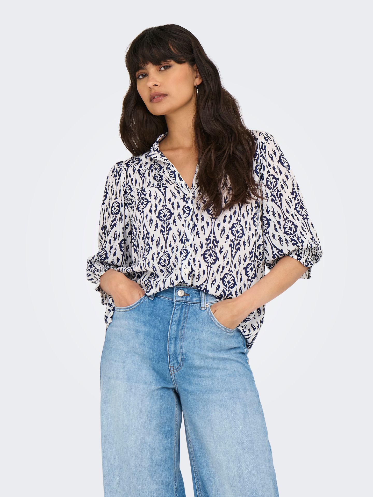 Only ONLRAYA 3/4 SHIRT WVN NOOS Night Sky/You 2900163767032