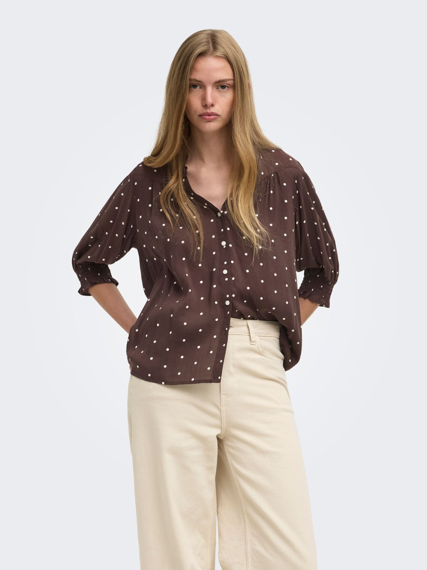 Only ONLRAYA 3/4 SHIRT WVN NOOS Deep Mahogany/Dots 00117005-EKA26011400003694
